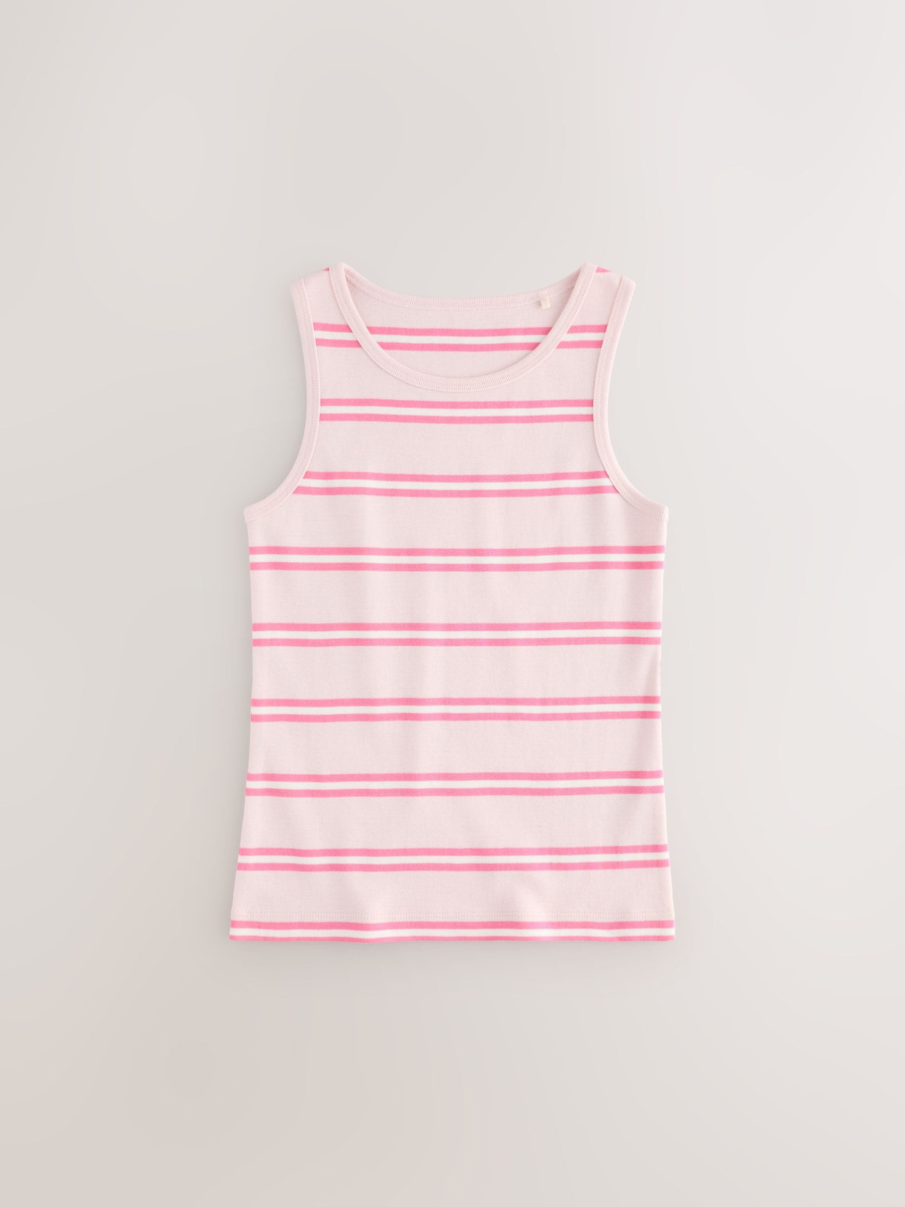 Pink/Blue 100% Cotton Striped Vests 3 Pack (1.5-16yrs)