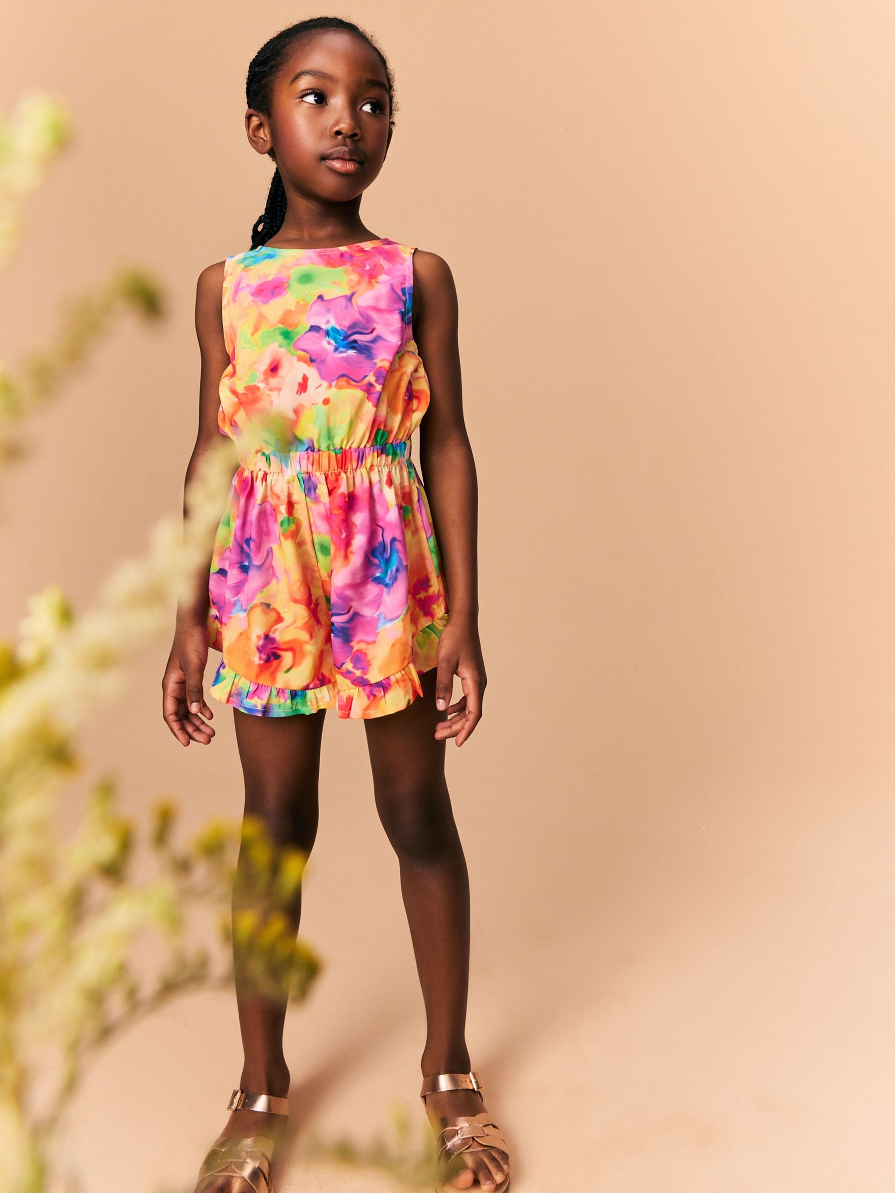 Multi Tie-dye Bow Detail Playsuit (3-16yrs)