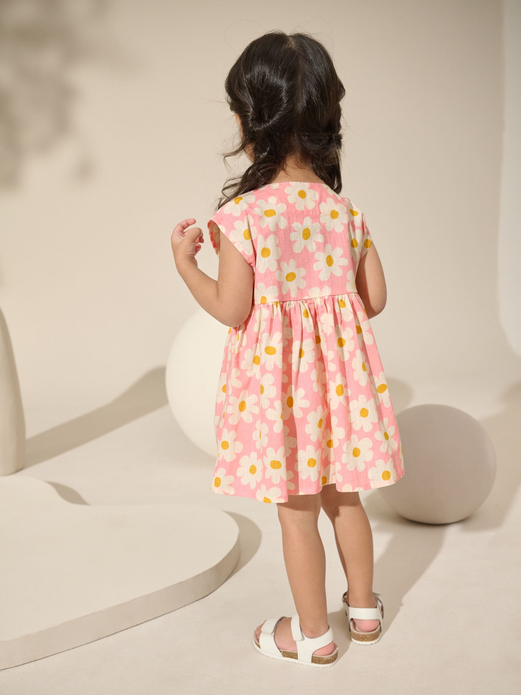 Pink Flower Button Through Summer Dress (3mths-10yrs)