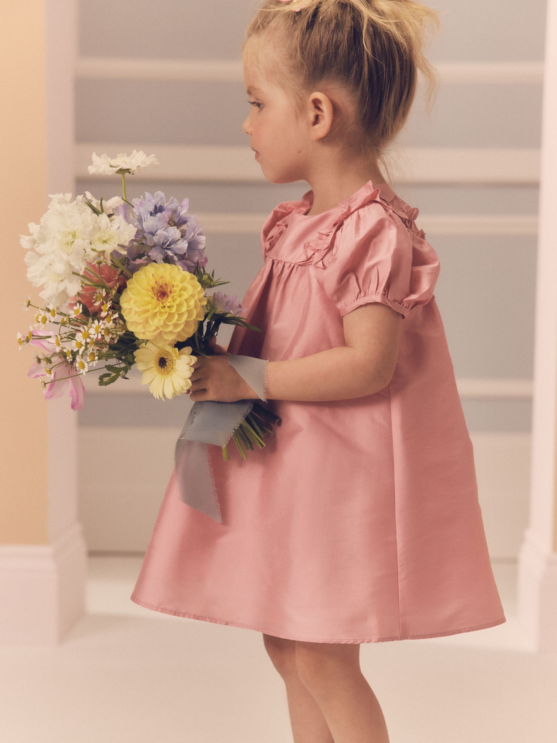 Soft Pink Taffeta Ruffle Party Dress (3mths-8yrs)