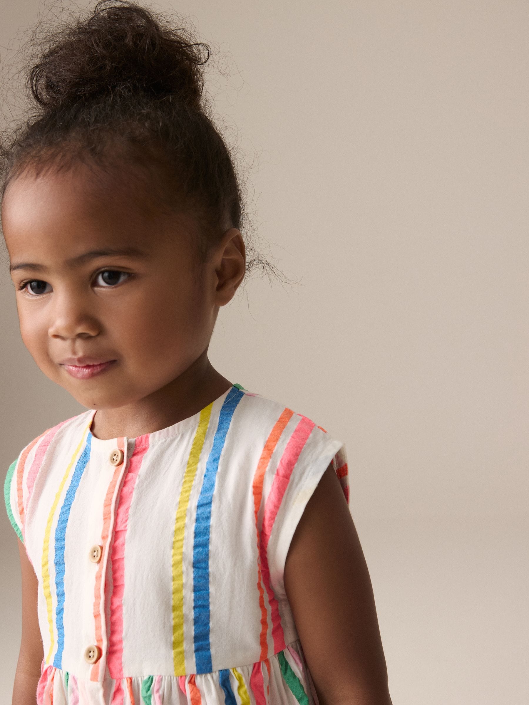 Rainbow Stripe Button Through Summer Dress (3mths-10yrs)