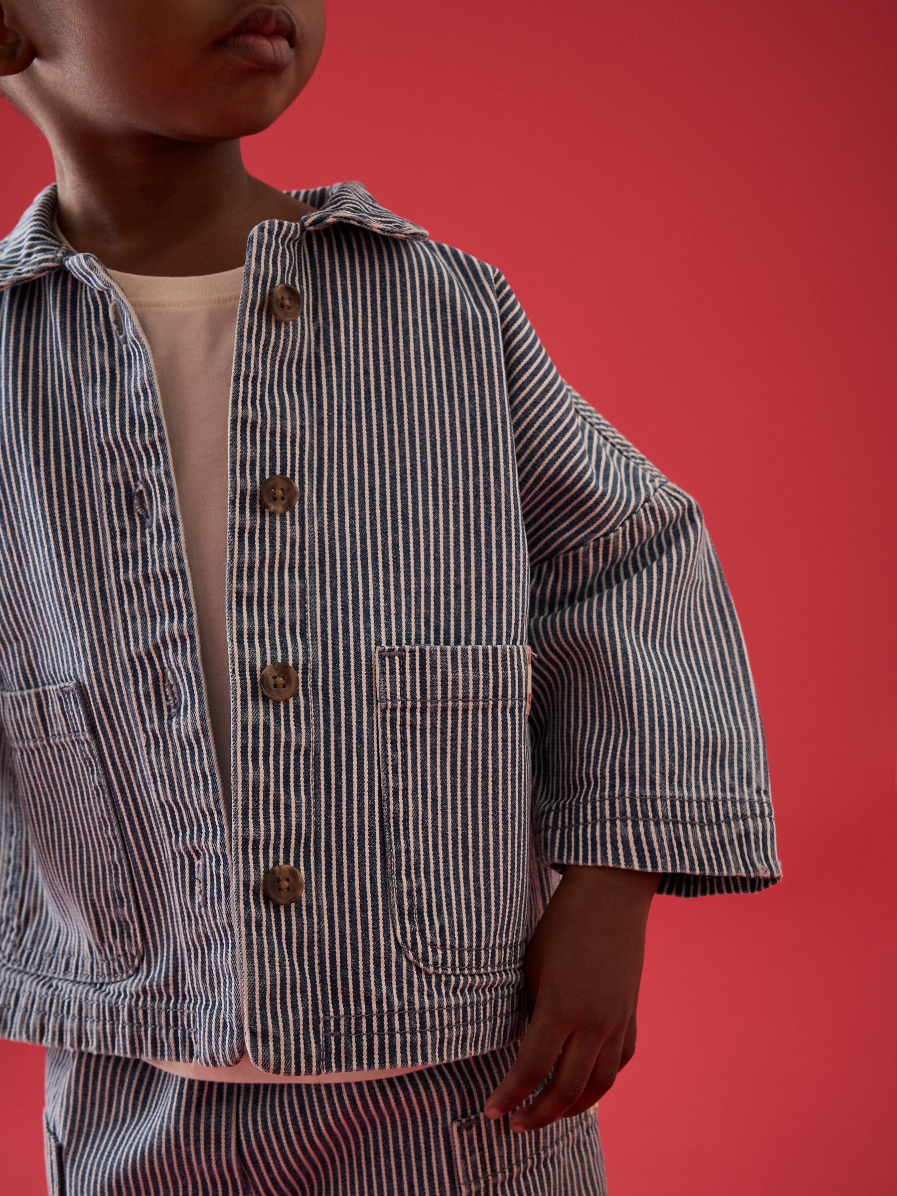 Blue Ticking Stripe 100% Cotton Shirt And Trousers Set (3mths-8yrs)