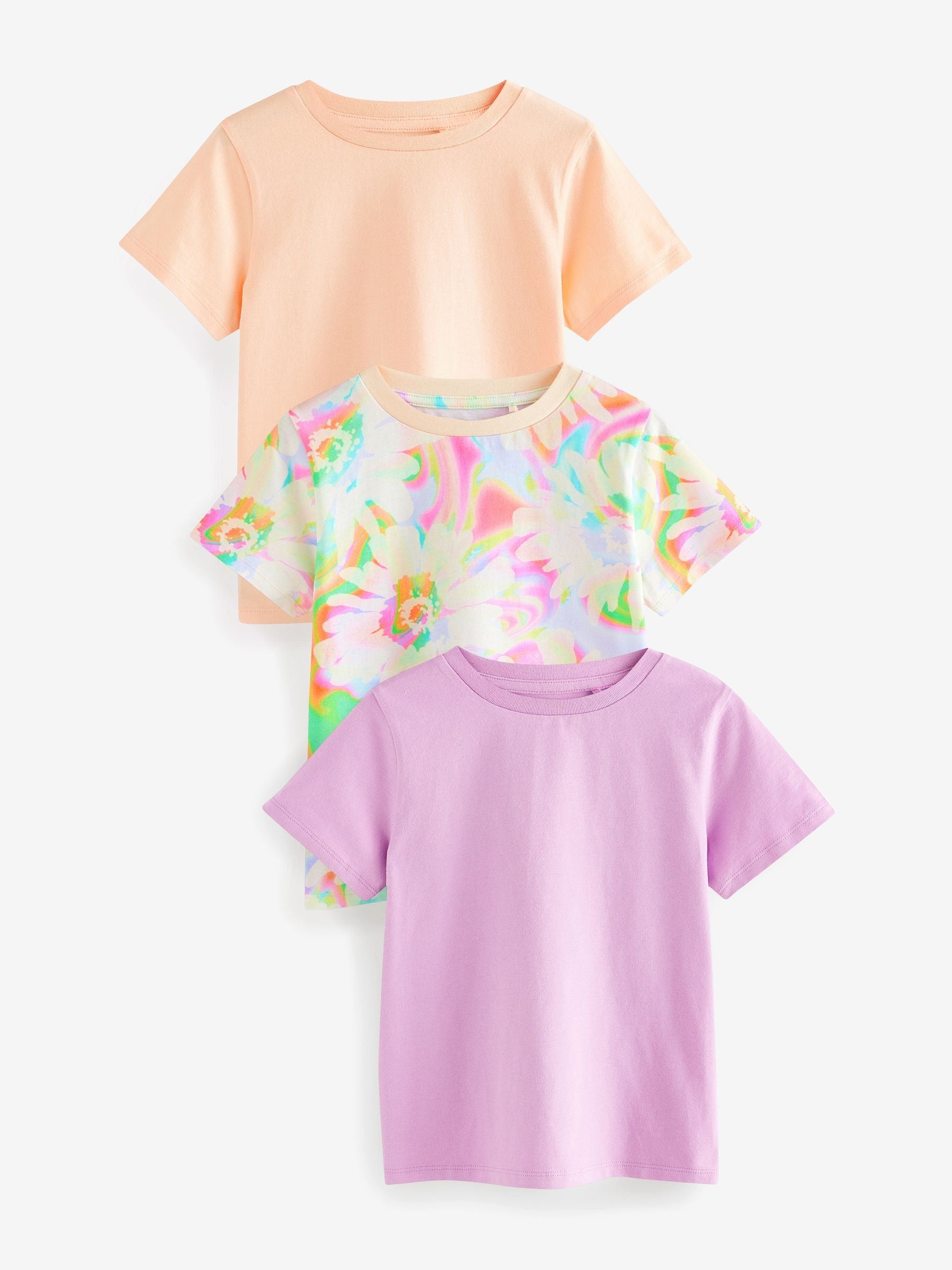 Purple/Orange 3 Pack T-Shirts (3-16yrs)
