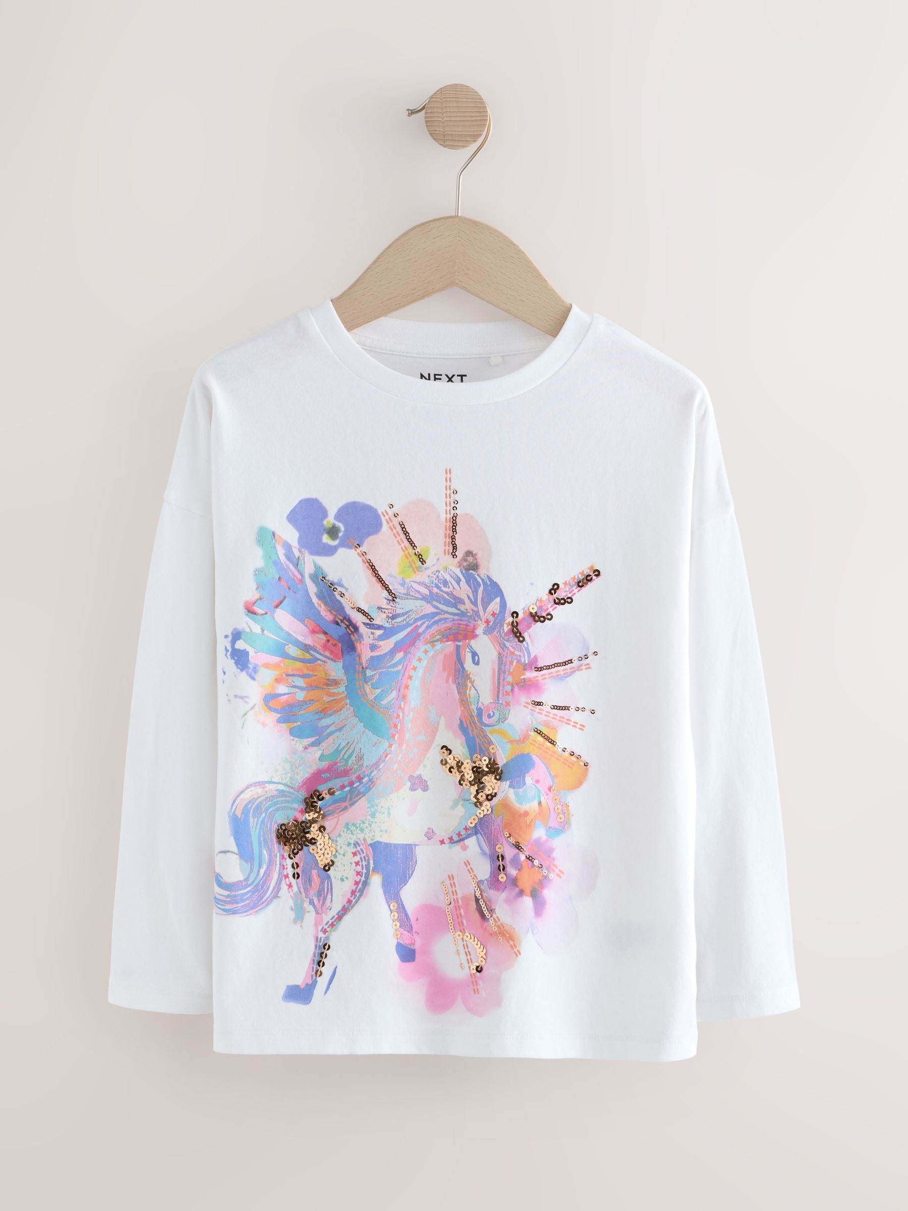 Pink/Blue Unicorn Long Sleeve Tops 4 Pack (3-16yrs)