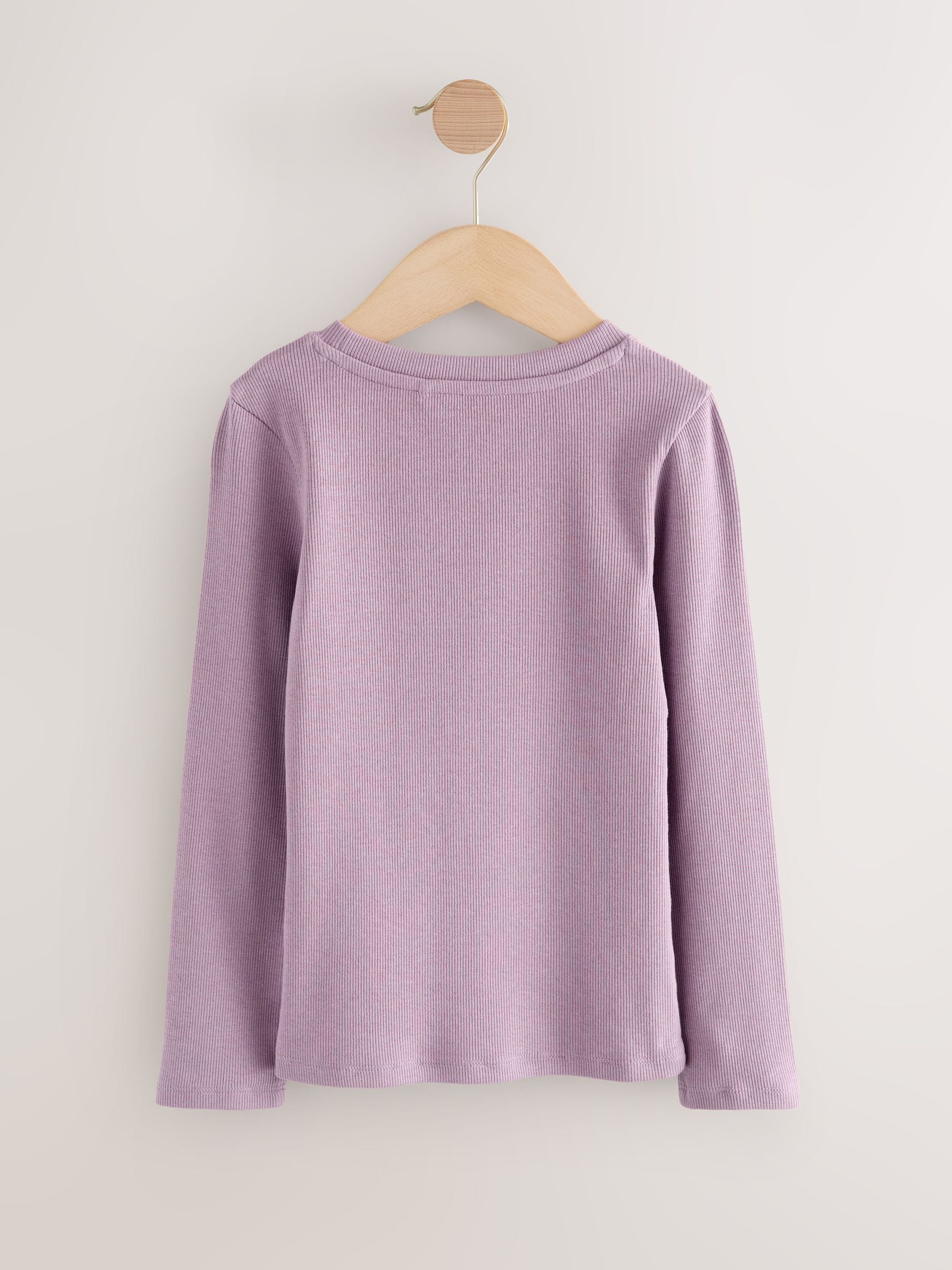 Lilac Purple Long Sleeve Ribbed Top (3-16yrs)