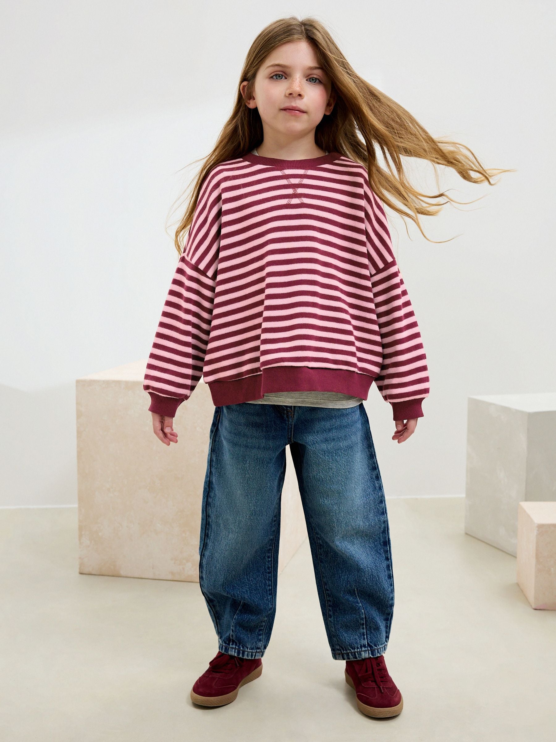 Pink/Plum Oversized Cosy Rib Sweatshirt (3-16yrs)
