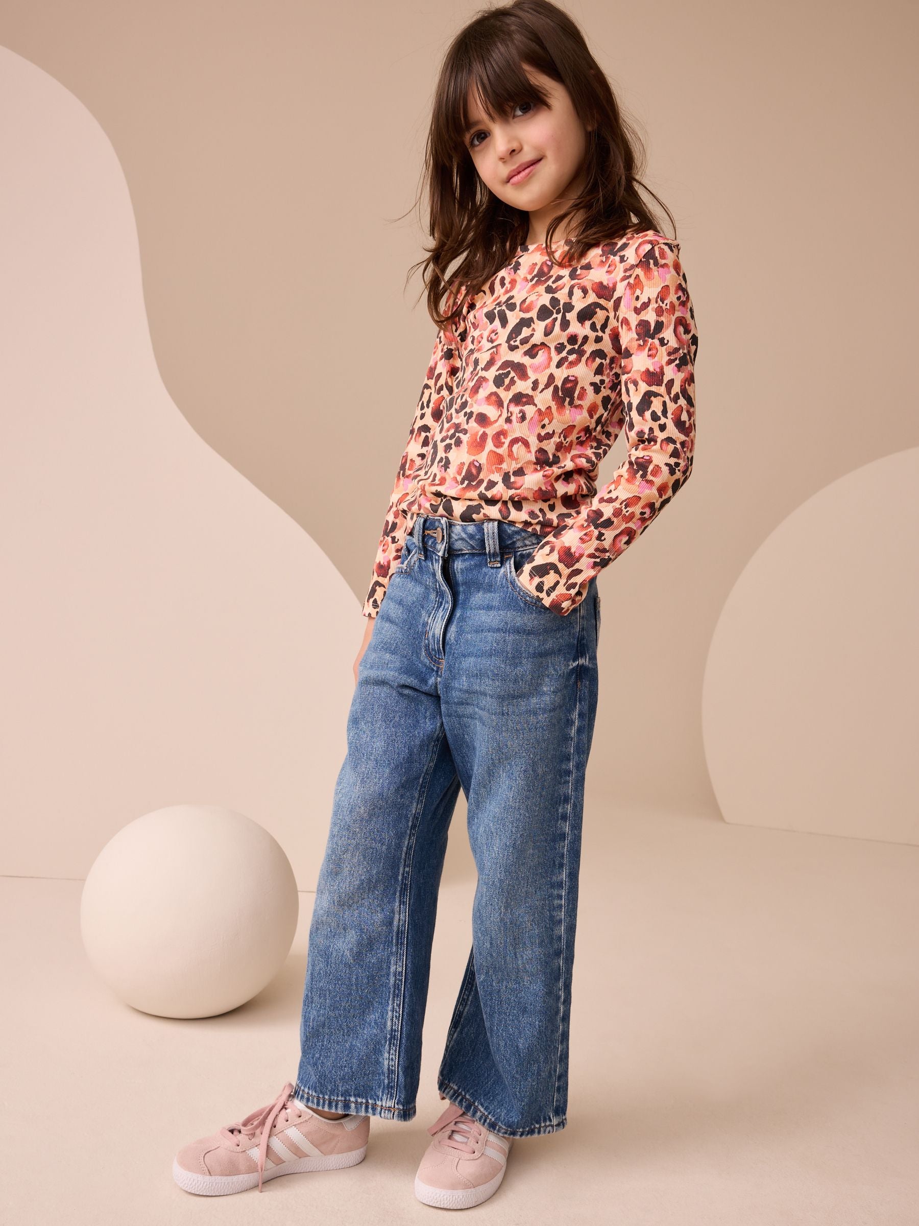 Leopard Long Sleeve Ribbed Top (3-16yrs)