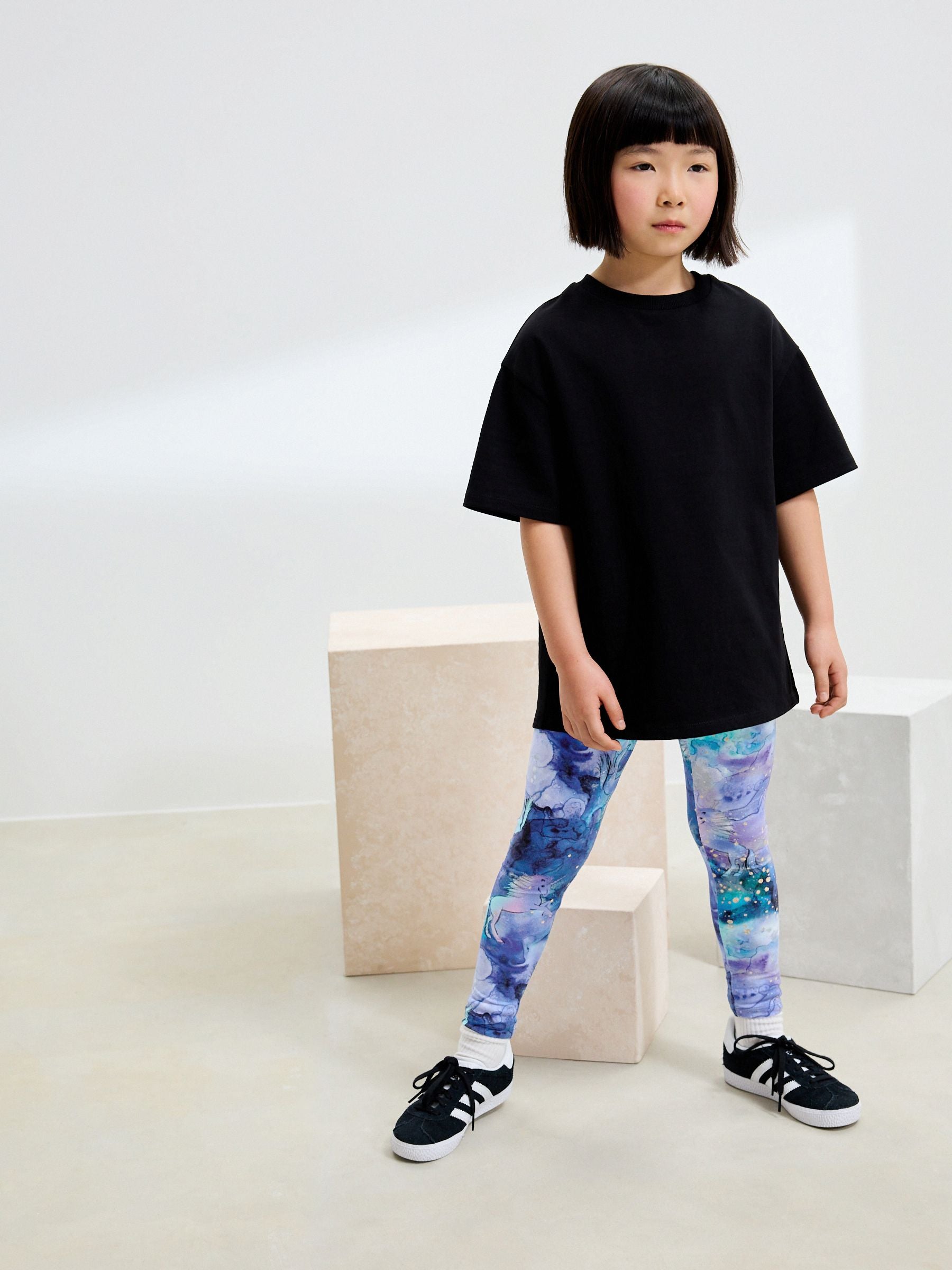 Blue Unicorn Swirly Printed Leggings (3-16yrs)