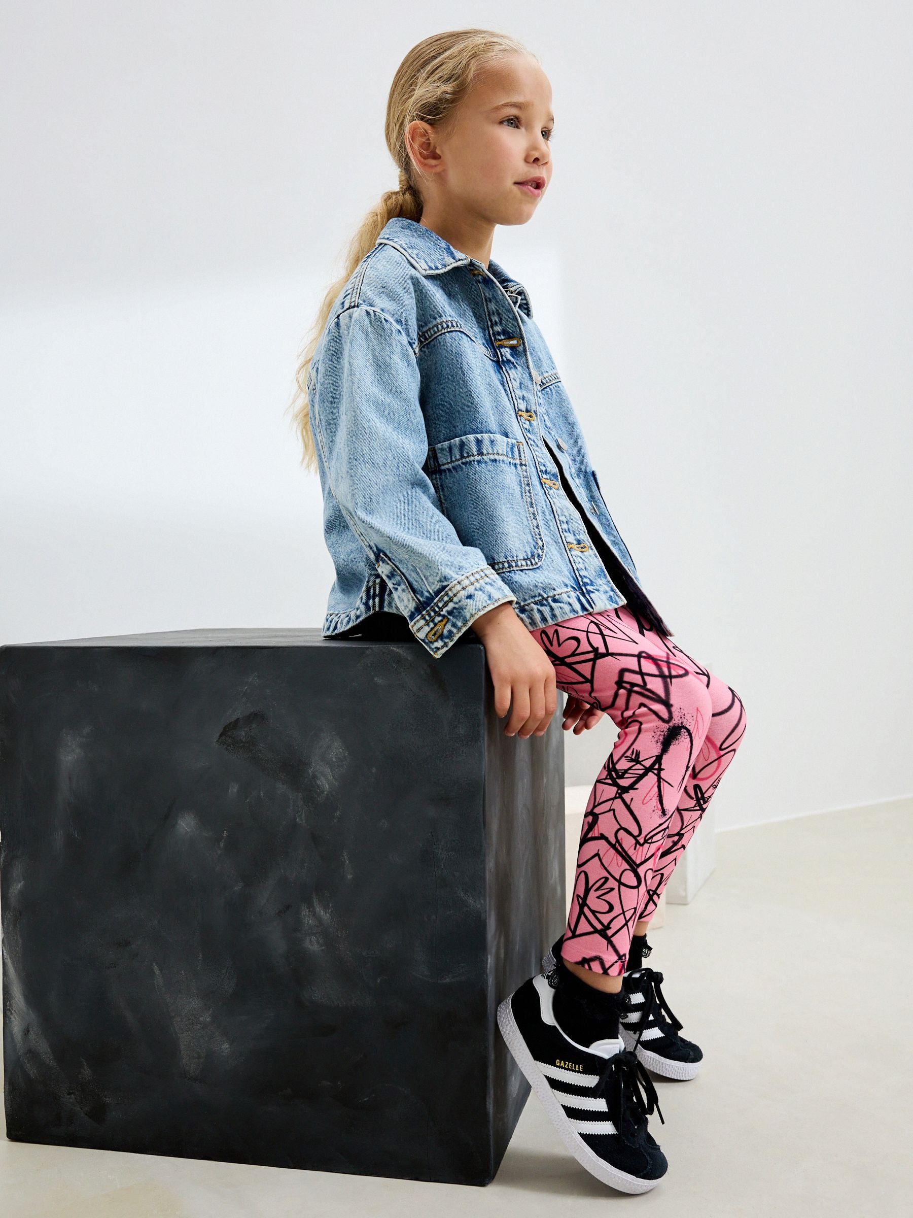 Pink Graffiti Heart Printed Leggings (3-16yrs)