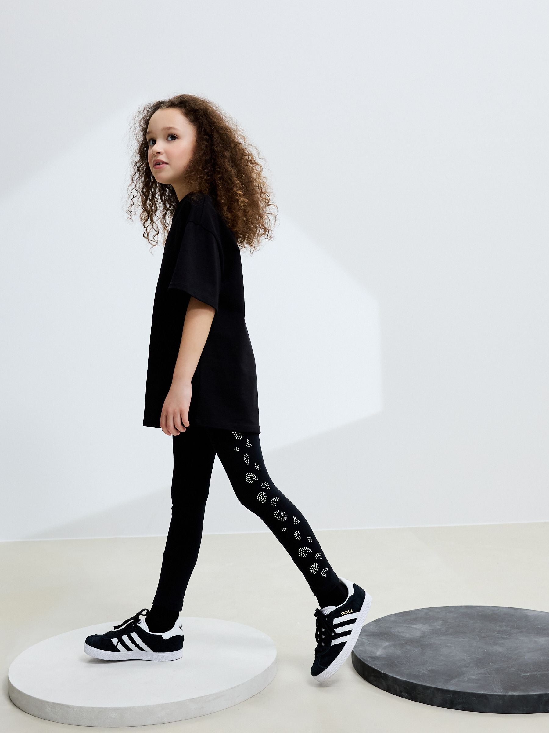 Black Animal Diamante Party Leggings (3-16yrs)
