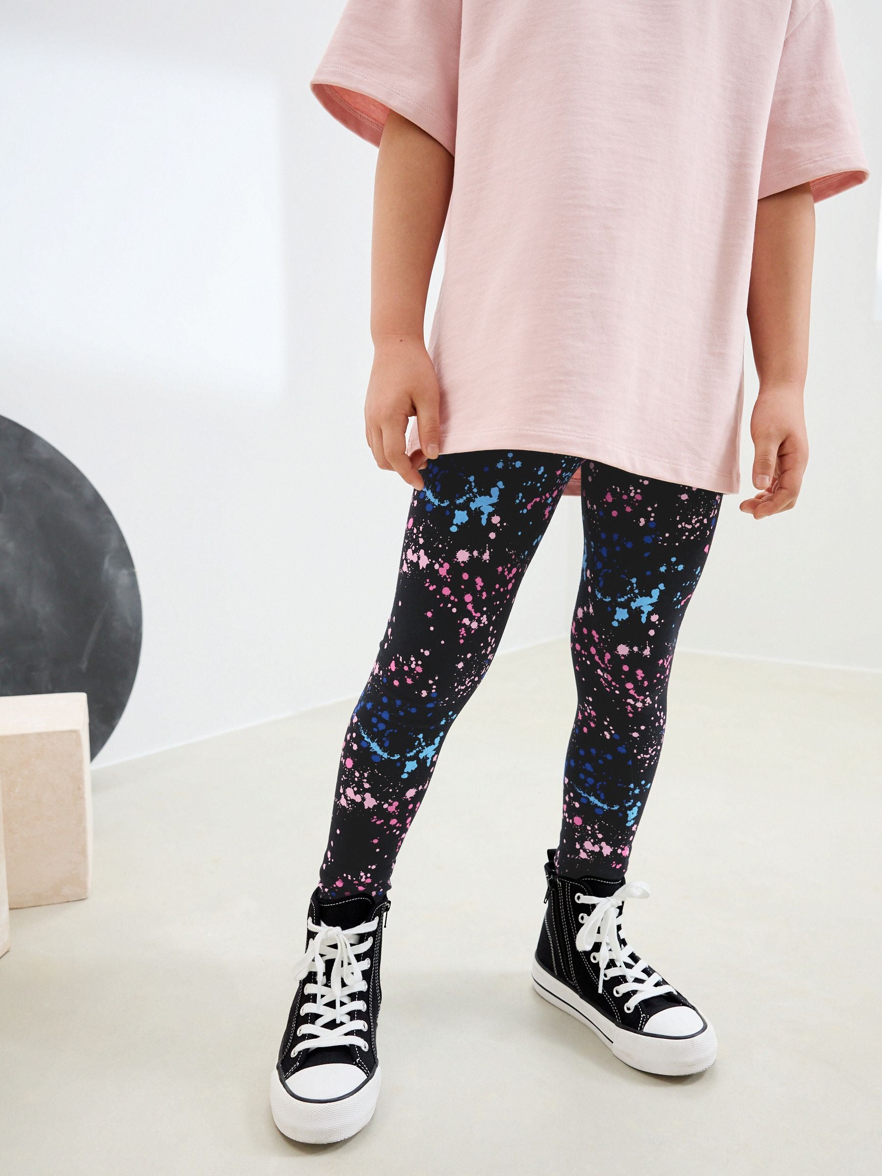 Black Splat Printed Leggings (3-16yrs)