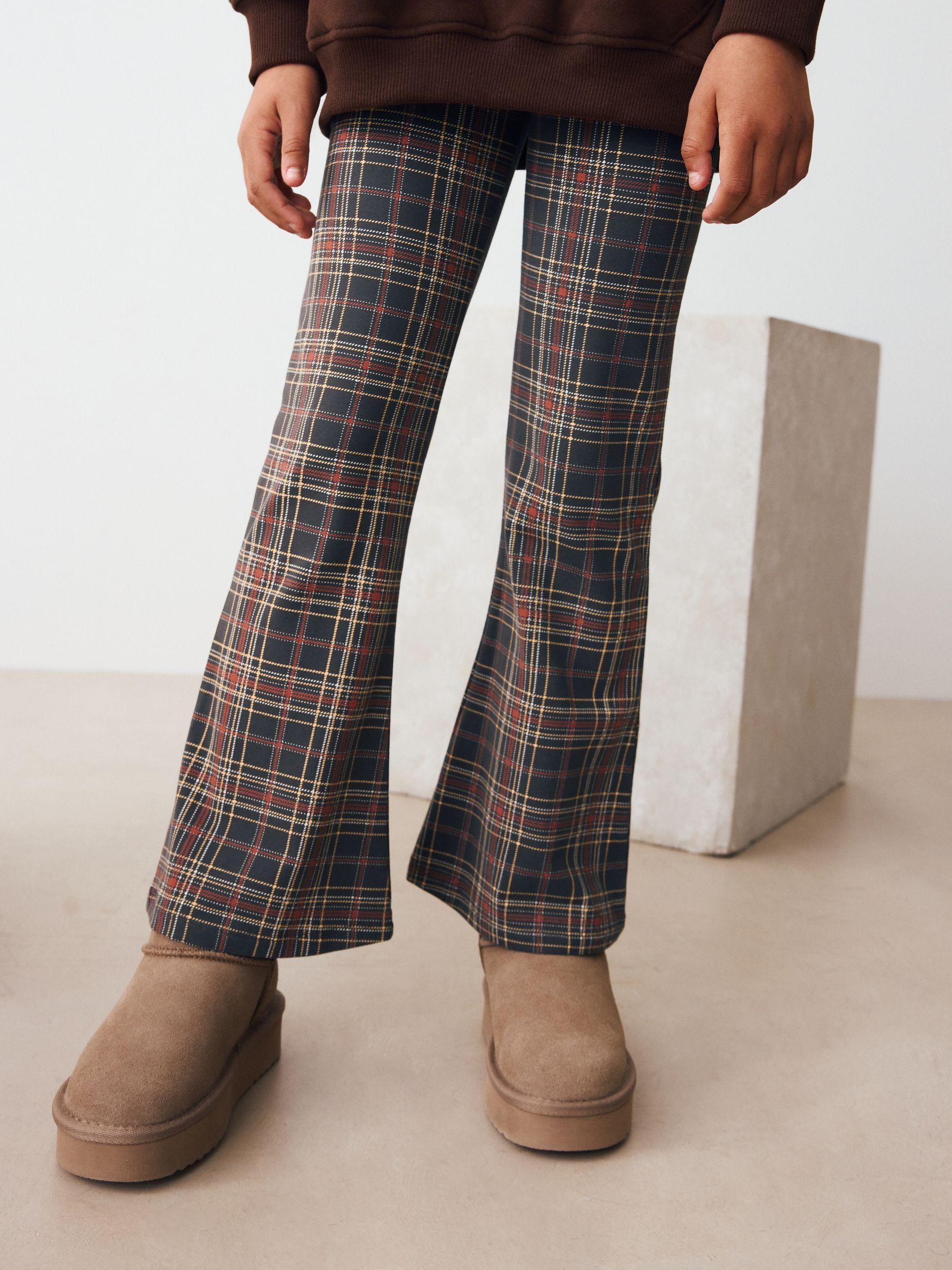 Brown Check 1 Pack Flare Leggings (3-16yrs)