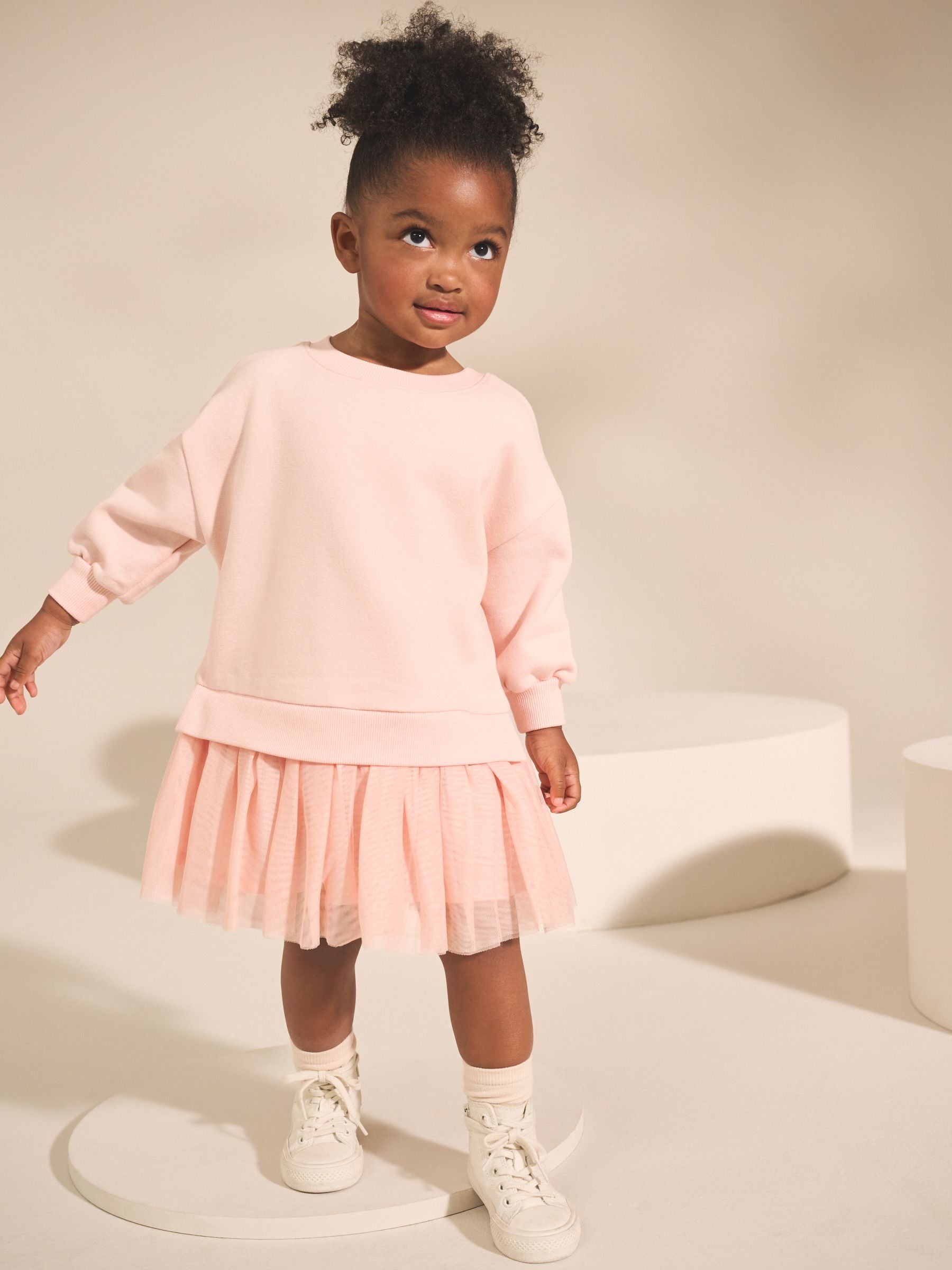 Plain Pink Sweat Party Dress (3mths-7yrs)