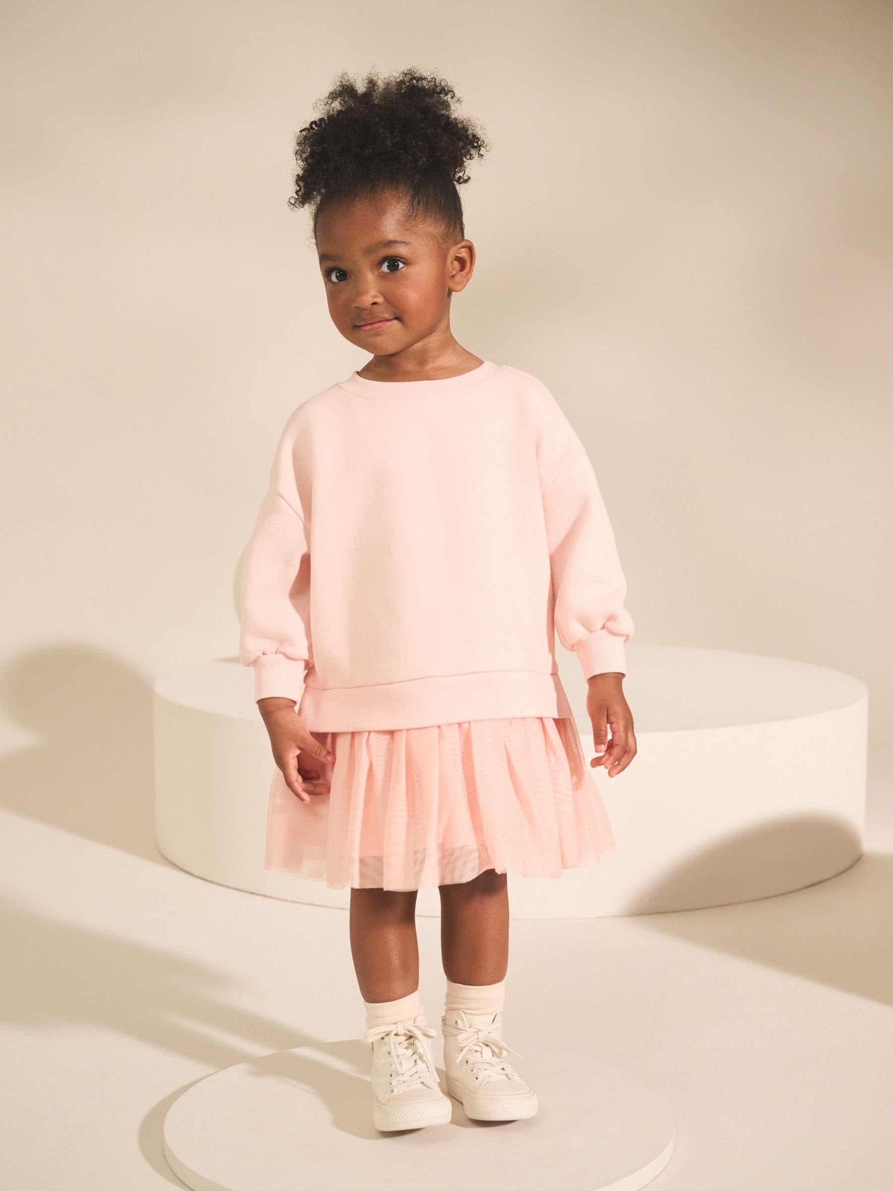 Plain Pink Sweat Party Dress (3mths-7yrs)