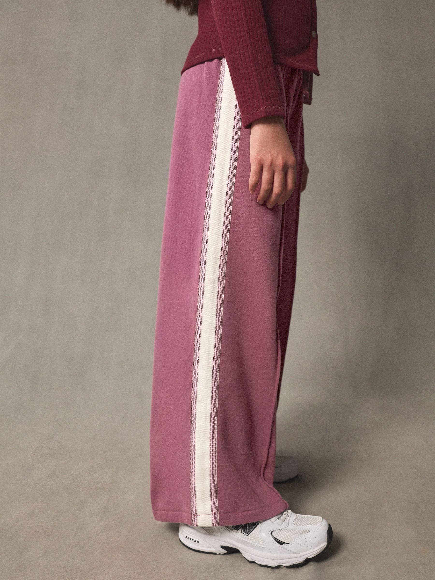Burgandy Red Side Stripe Wide Leg Joggers (3-16yrs)