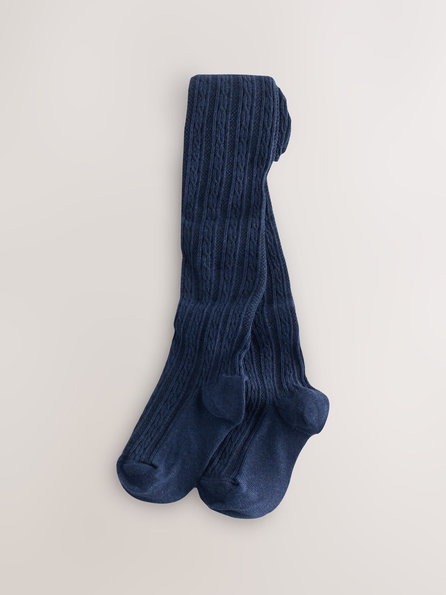 Red Cream and Navy Blue 3 Pack Cotton Rich Cable Tights