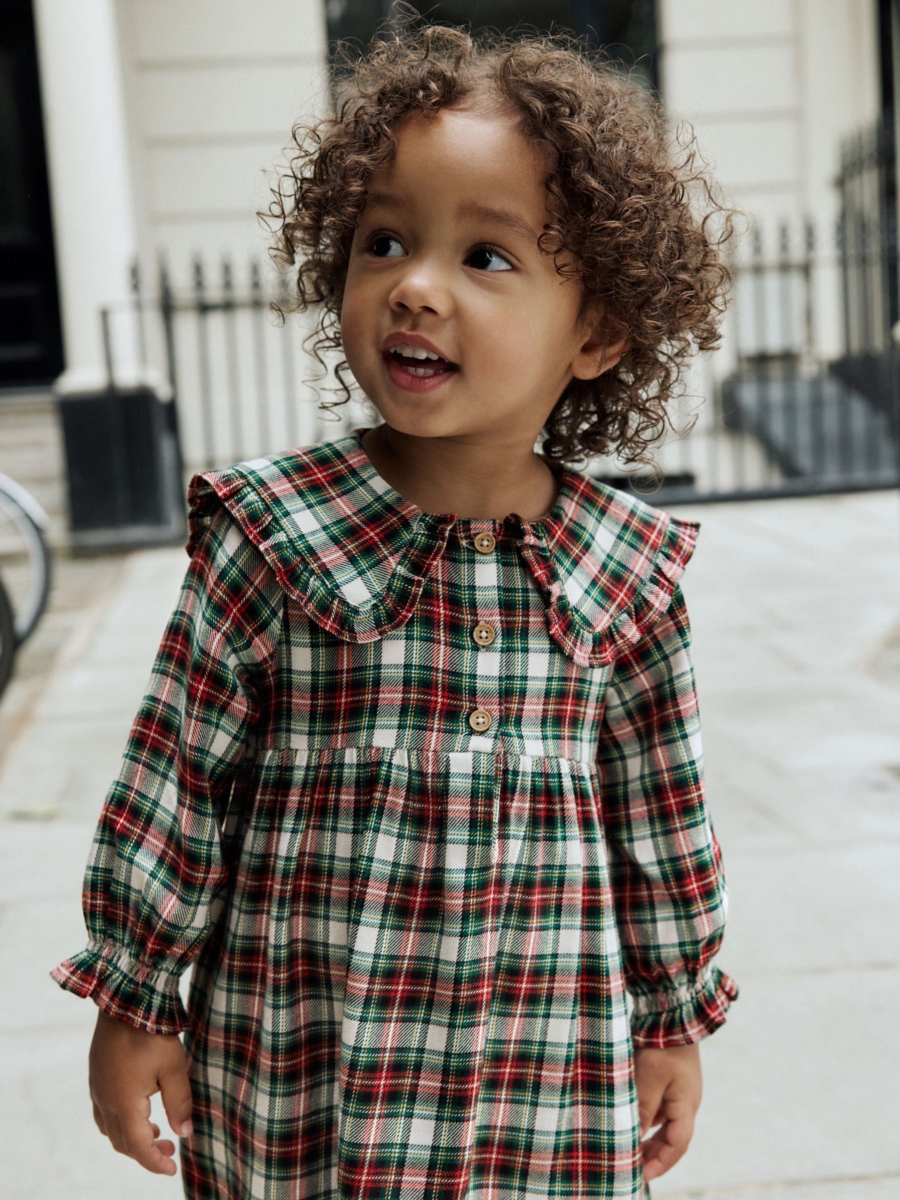 Red/Green Check Long Sleeve Collar Dress (3mths-8yrs)