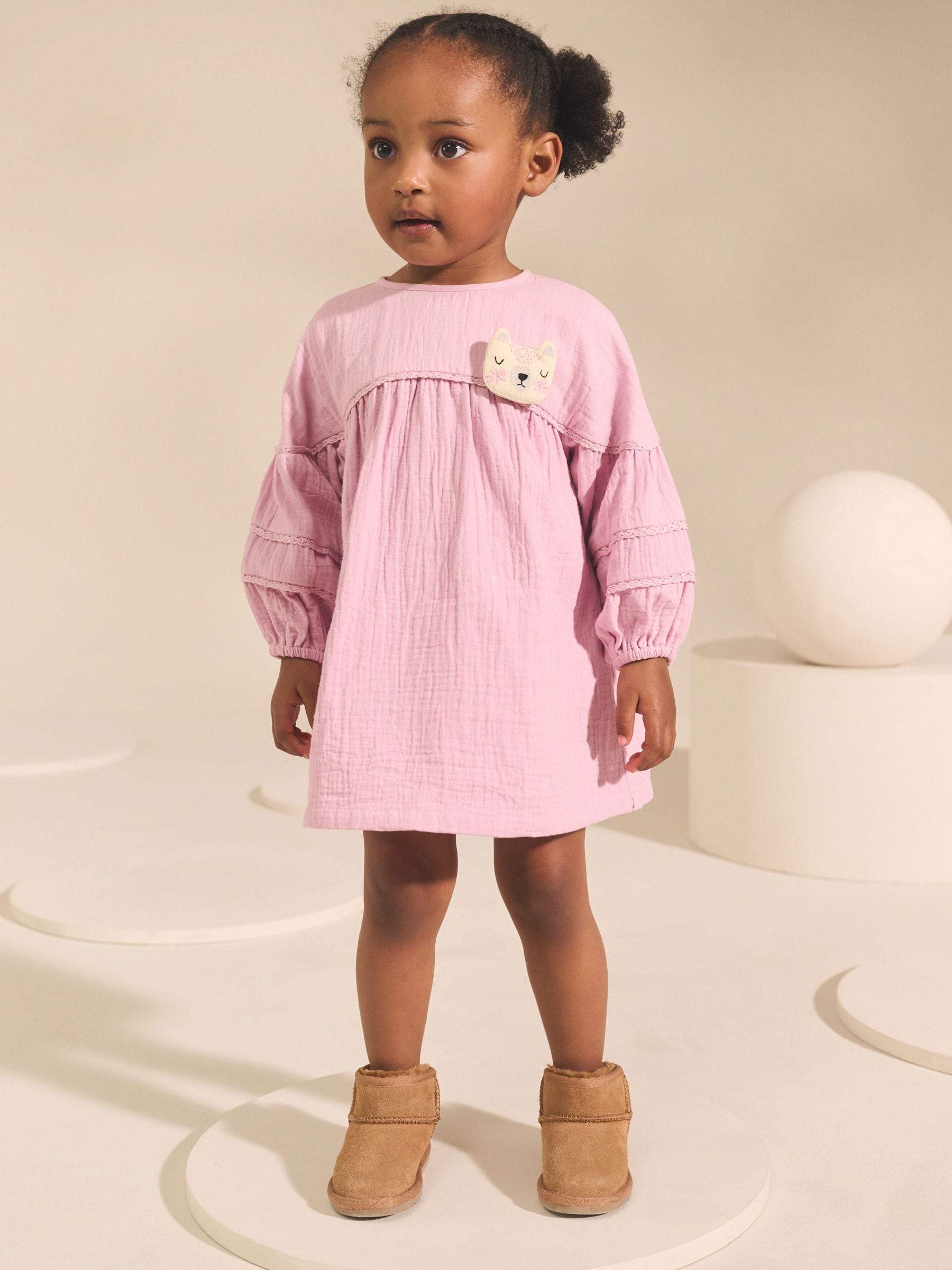 Pink Character Textured Dress (3mths-8yrs)