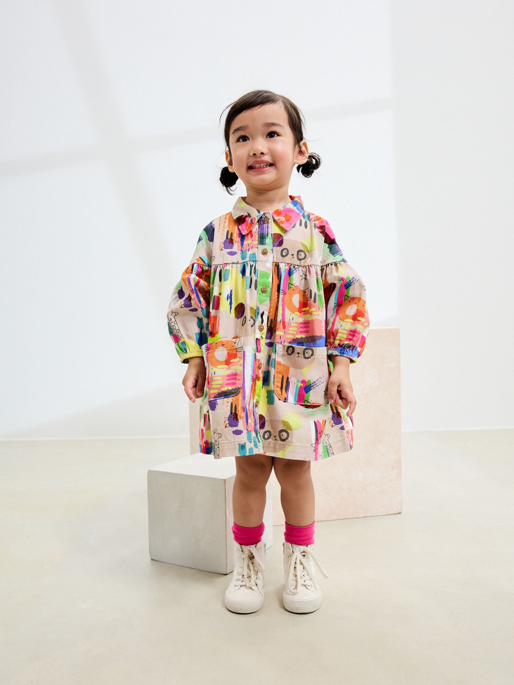 Multi Print Cotton Shirt Dress (3mths-8yrs)