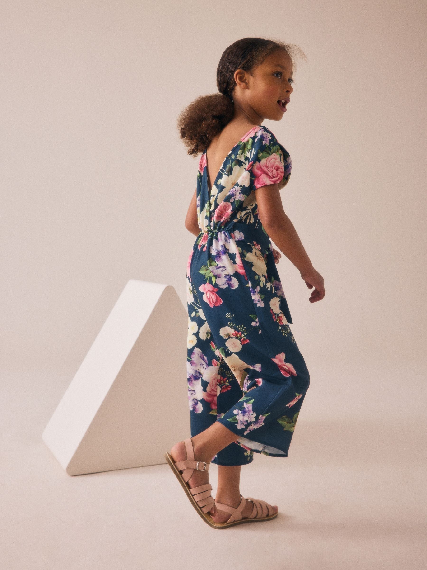 Navy Floral Printed Jumpsuit (3-16yrs)