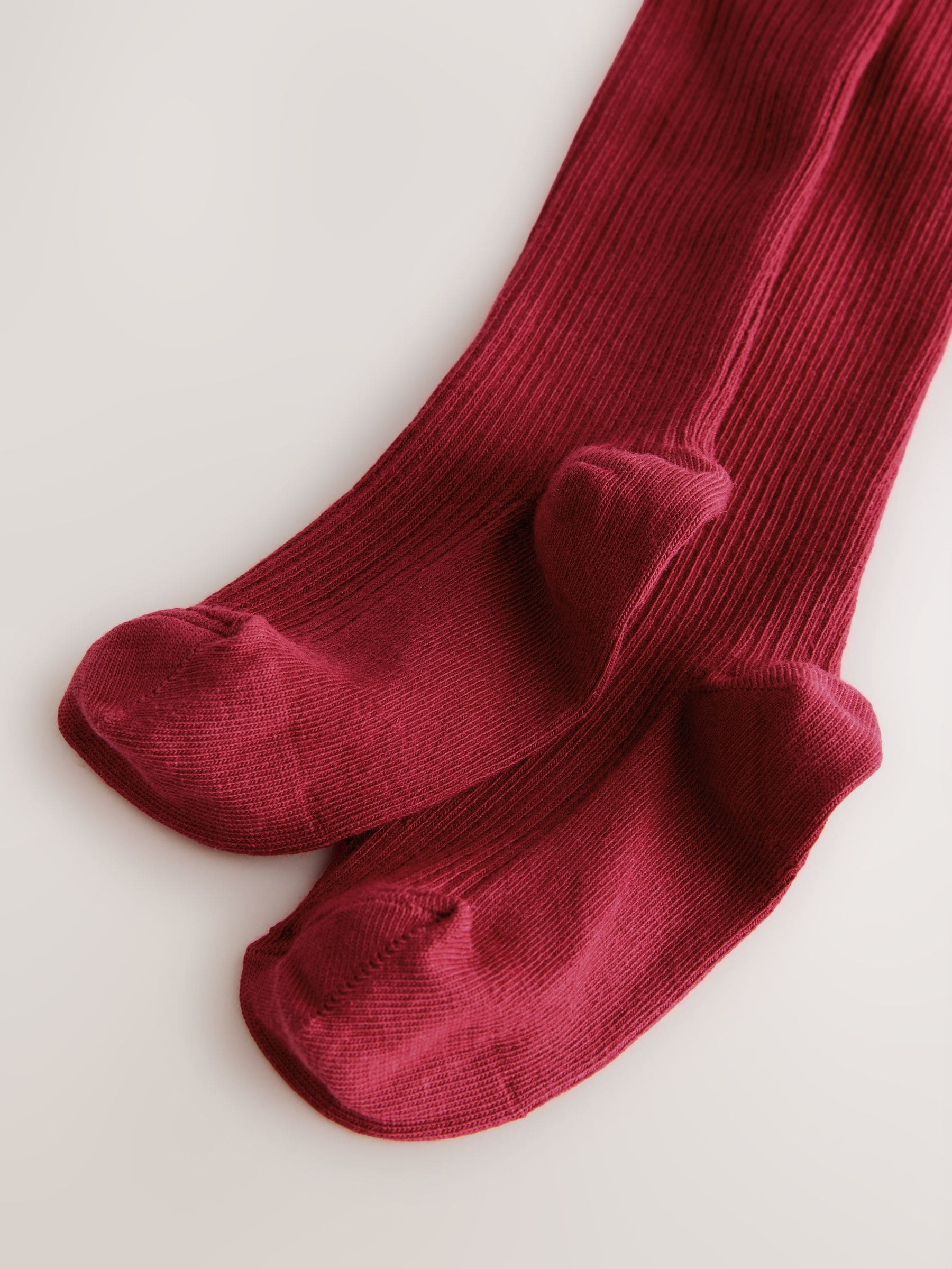 Red Cotton Rich Rib Tights