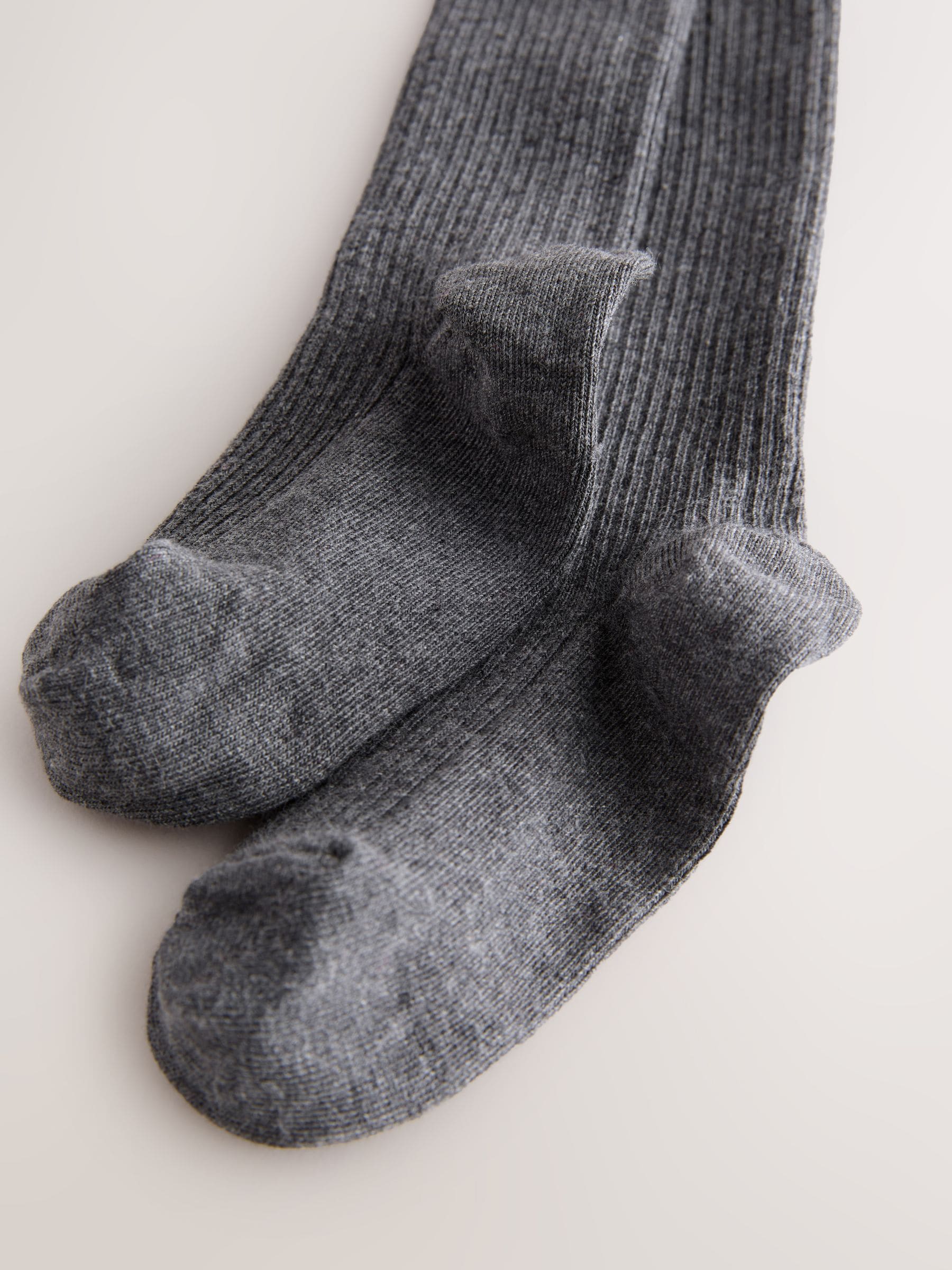 Mid Grey Cotton Rich Rib Tights