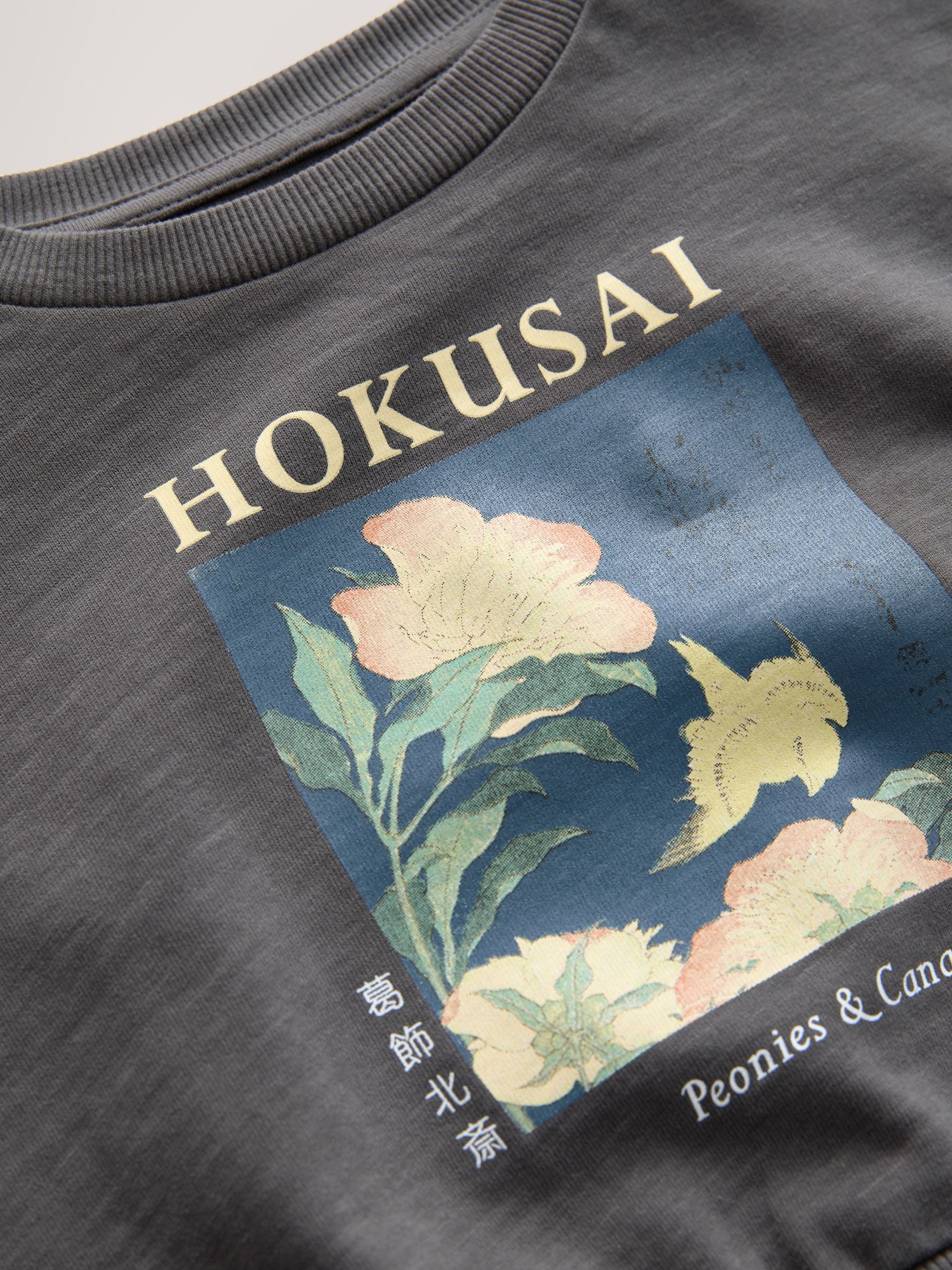 Charcoal Grey Hokusai License Long Sleeve 100% Cotton Sweat Top (3-16yrs)