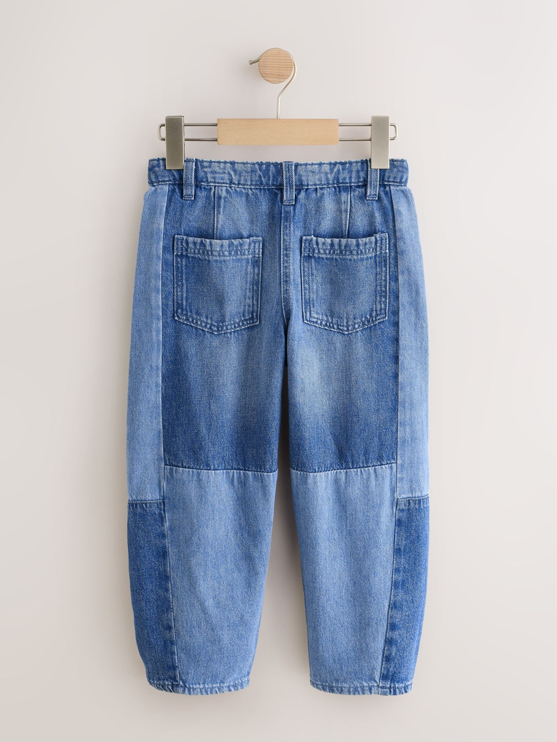 Mid Blue Denim Barrel Patched Jeans (3-16yrs)