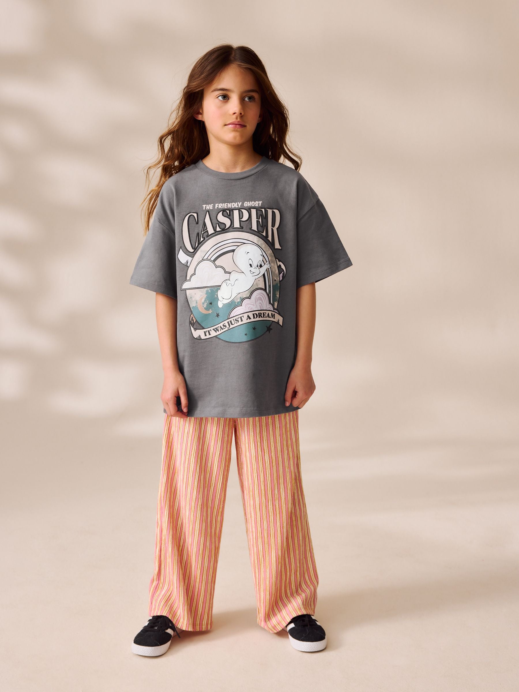 Grey Casper the Ghost Oversized License Graphic Print 100% Cotton T-Shirt (3-16yrs)