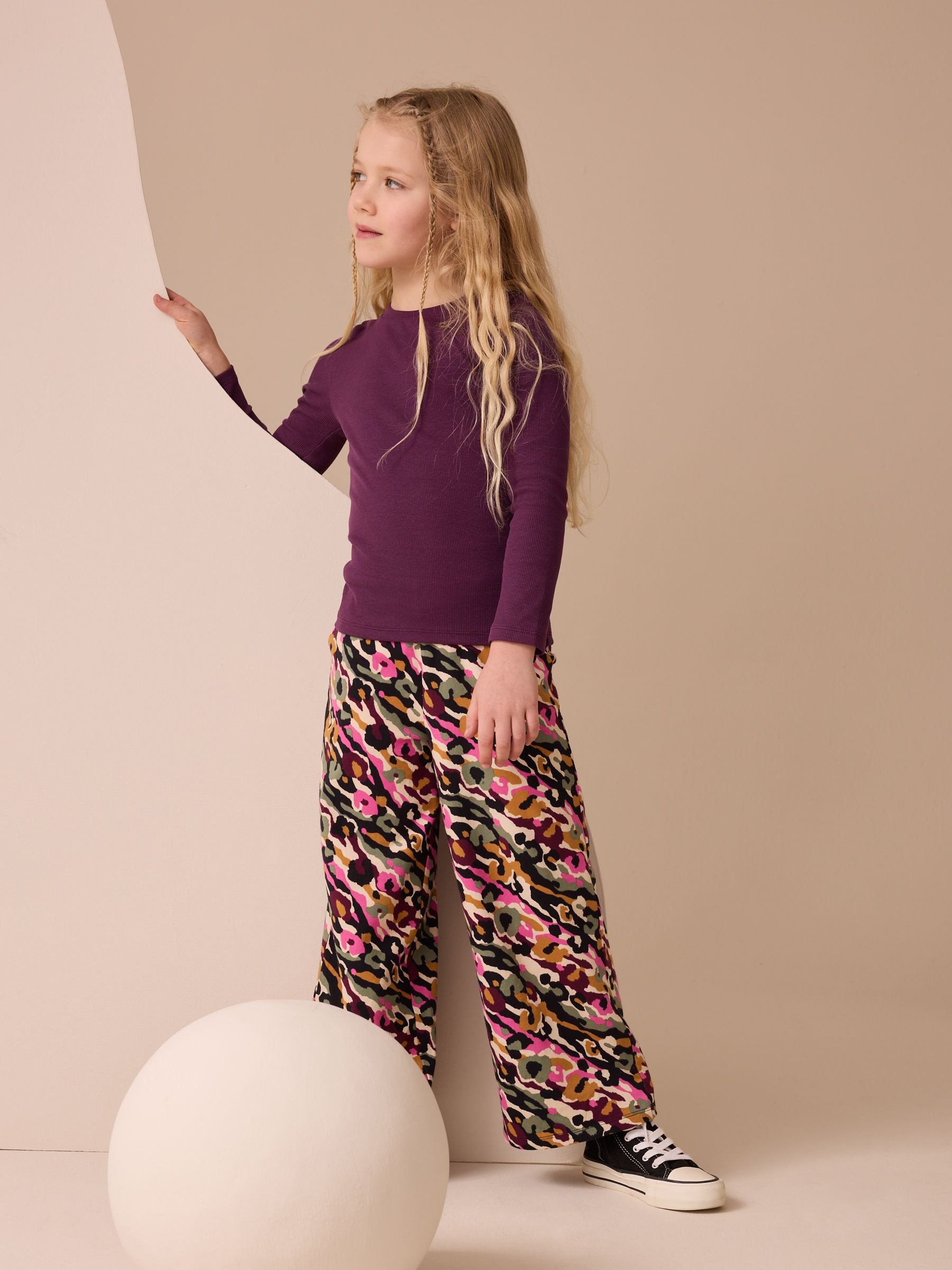 Purple Long Sleeve Ribbed Top (3-16yrs)