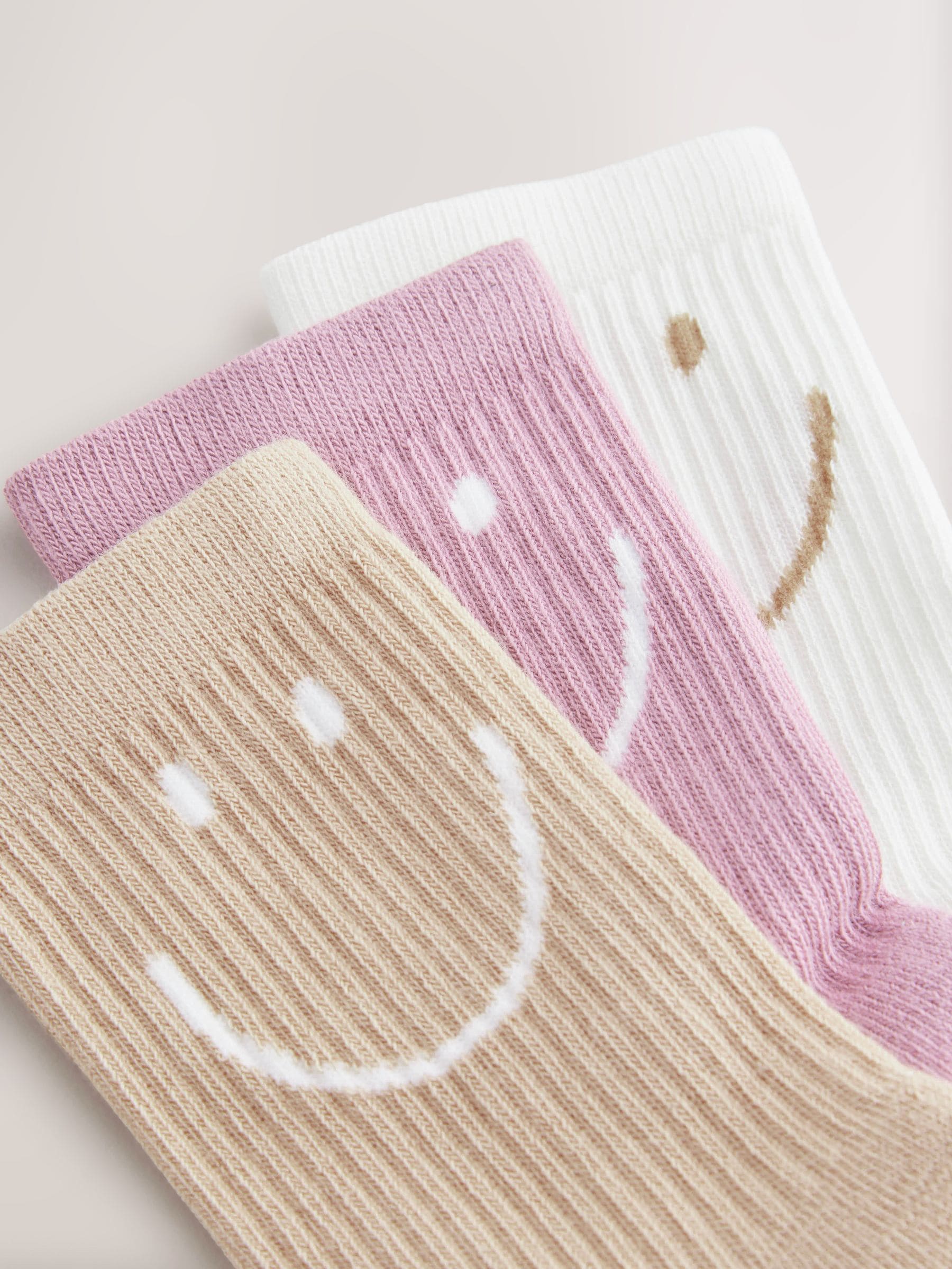 Purple, White and Neutral Regular Length 3 Pack Cotton Rich Cushioned Sole Ankle Socks
