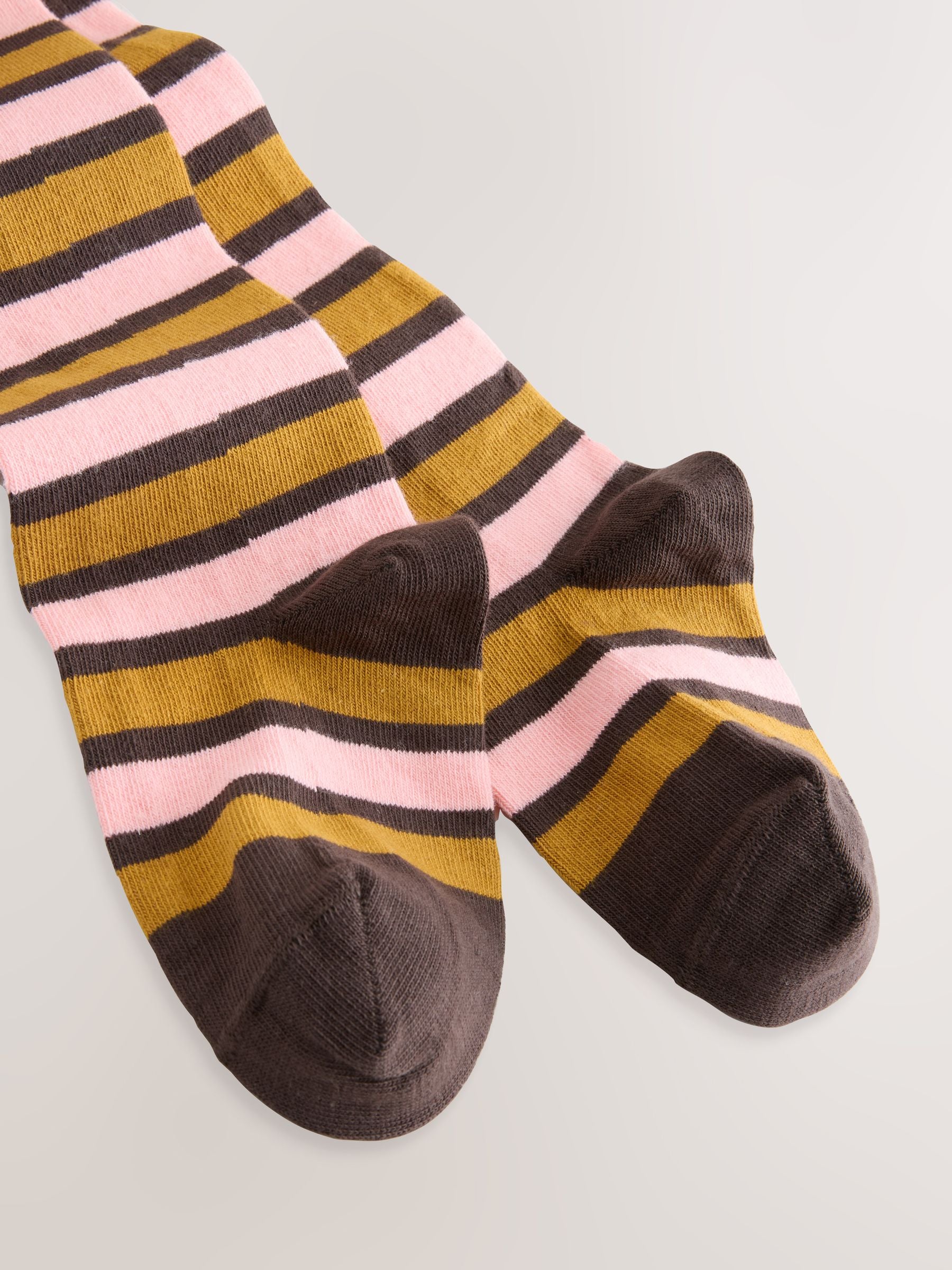 Brown/Cream Cotton Rich Stripe Tights
