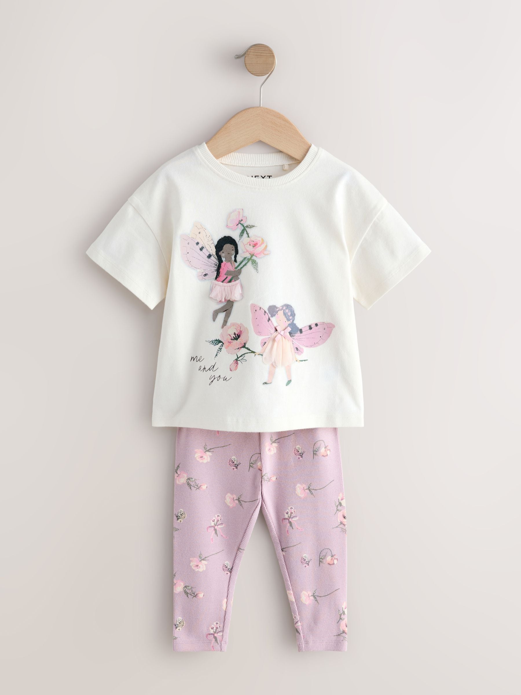Ecru White Fairy Short Sleeve Top and Leggings Set (3mths-7yrs)