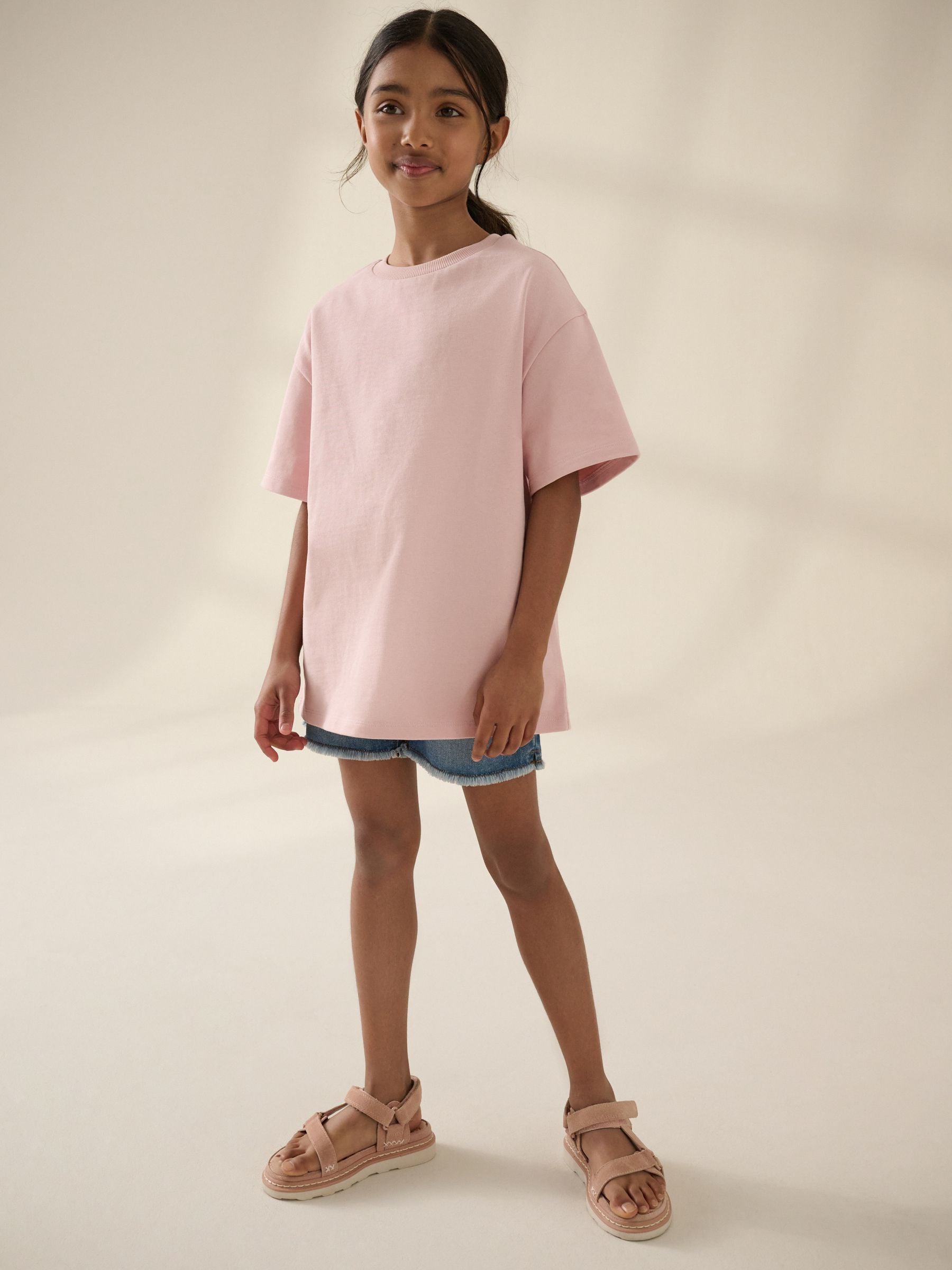 Pink Oversized Heavyweight 100% Cotton T-Shirt (3-16yrs)