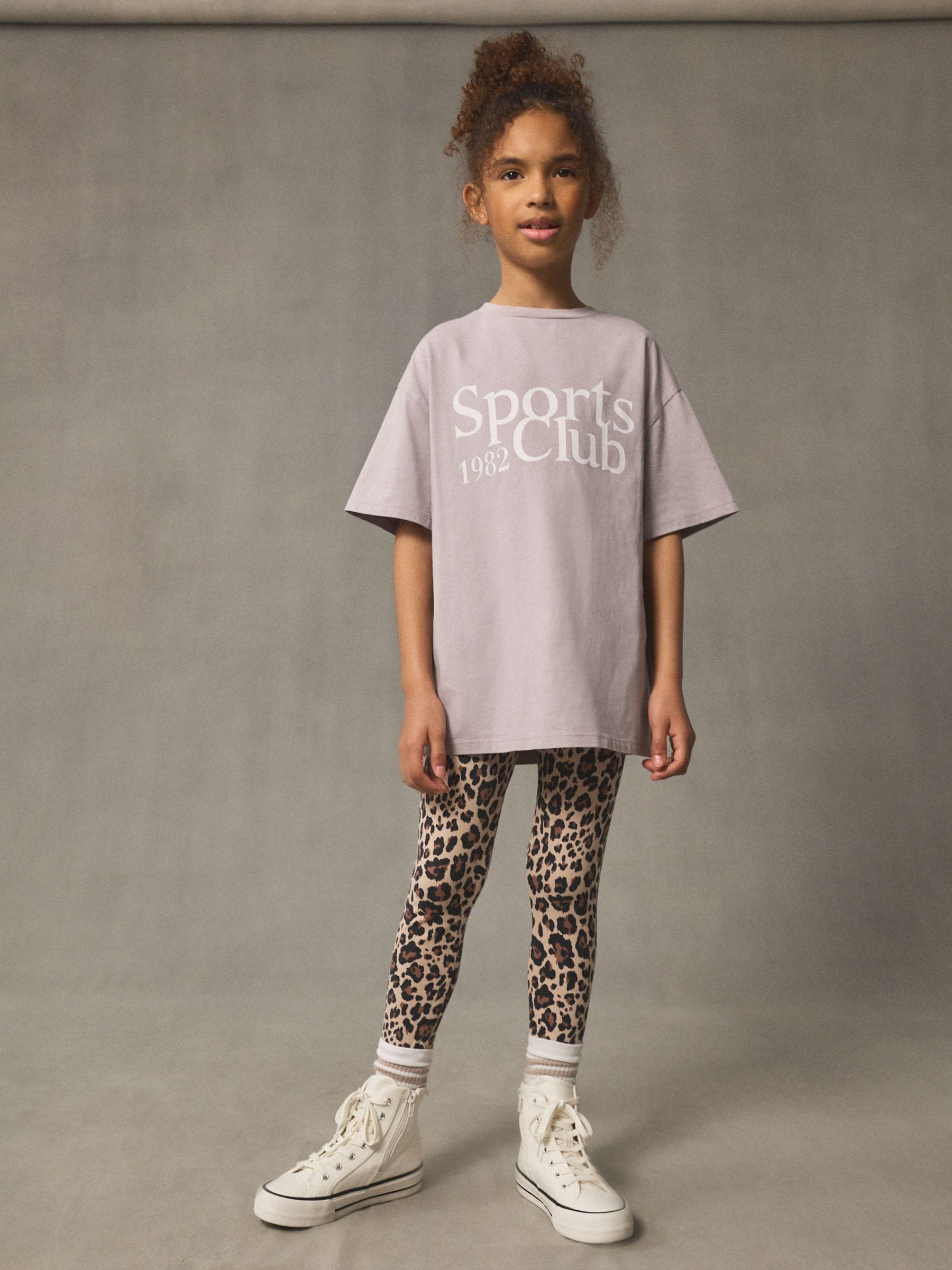 Lilac/Grey Oversized Graphic Print T-Shirt (3-16yrs)