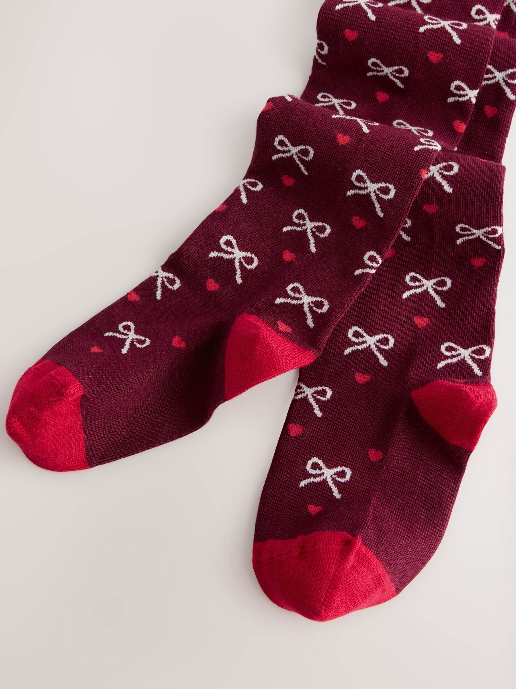 Plum Red Cotton Rich Bow Tights