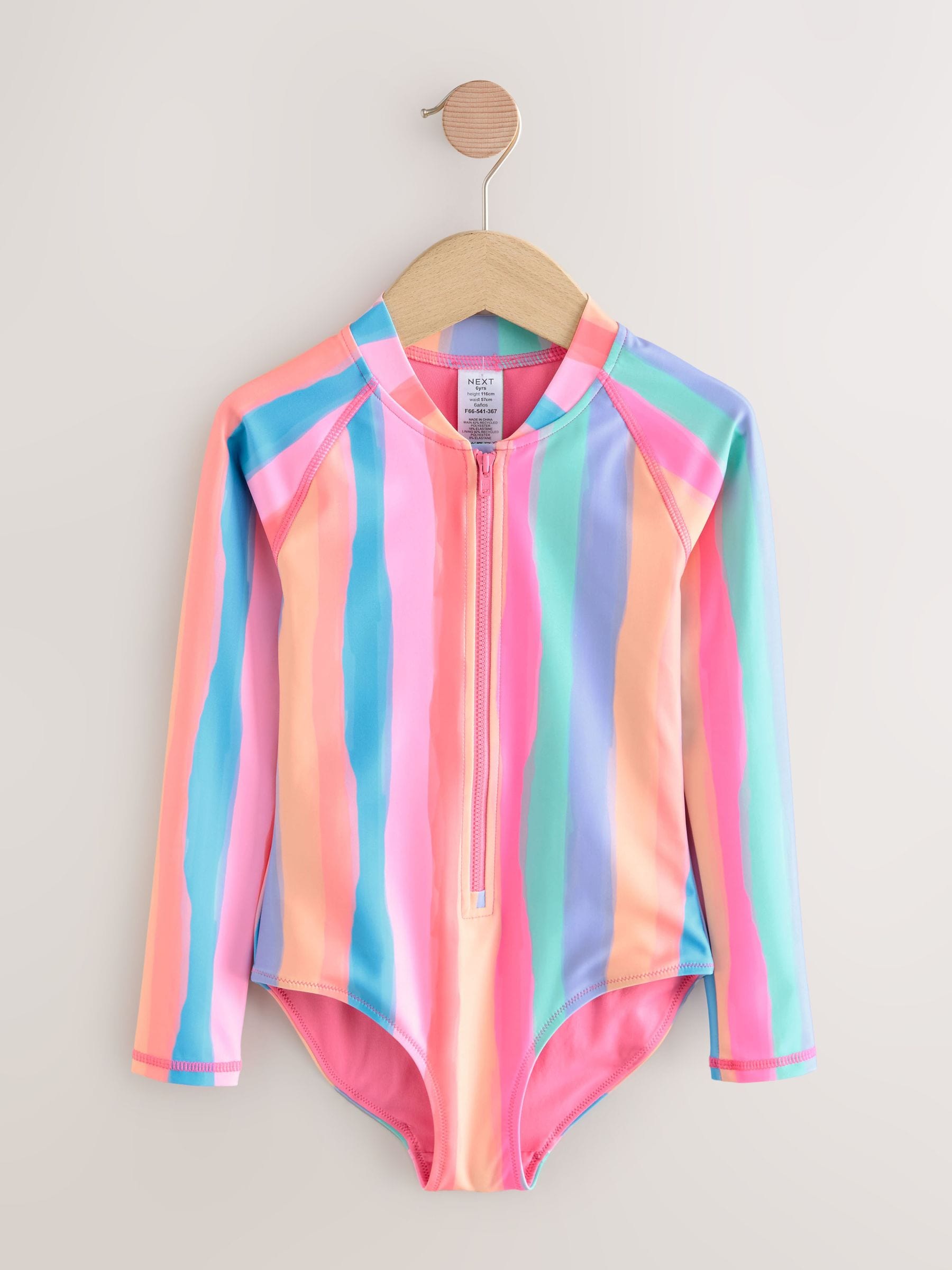 Rainbow Stripe Long Sleeved Sunsafe Swimsuit (3-16yrs)
