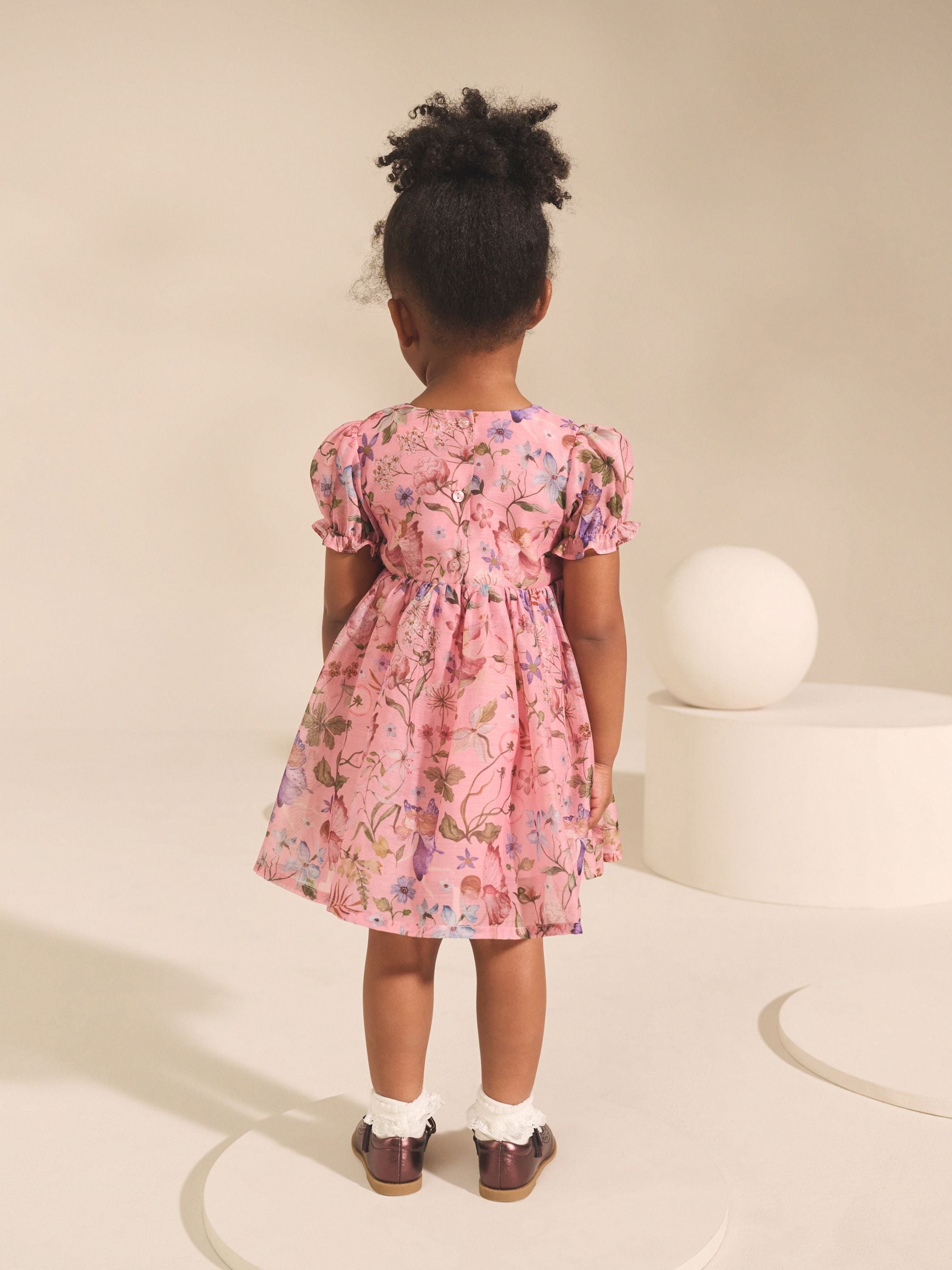 Pink Fairy Flower Print Corsage Dress (3mths-8yrs)