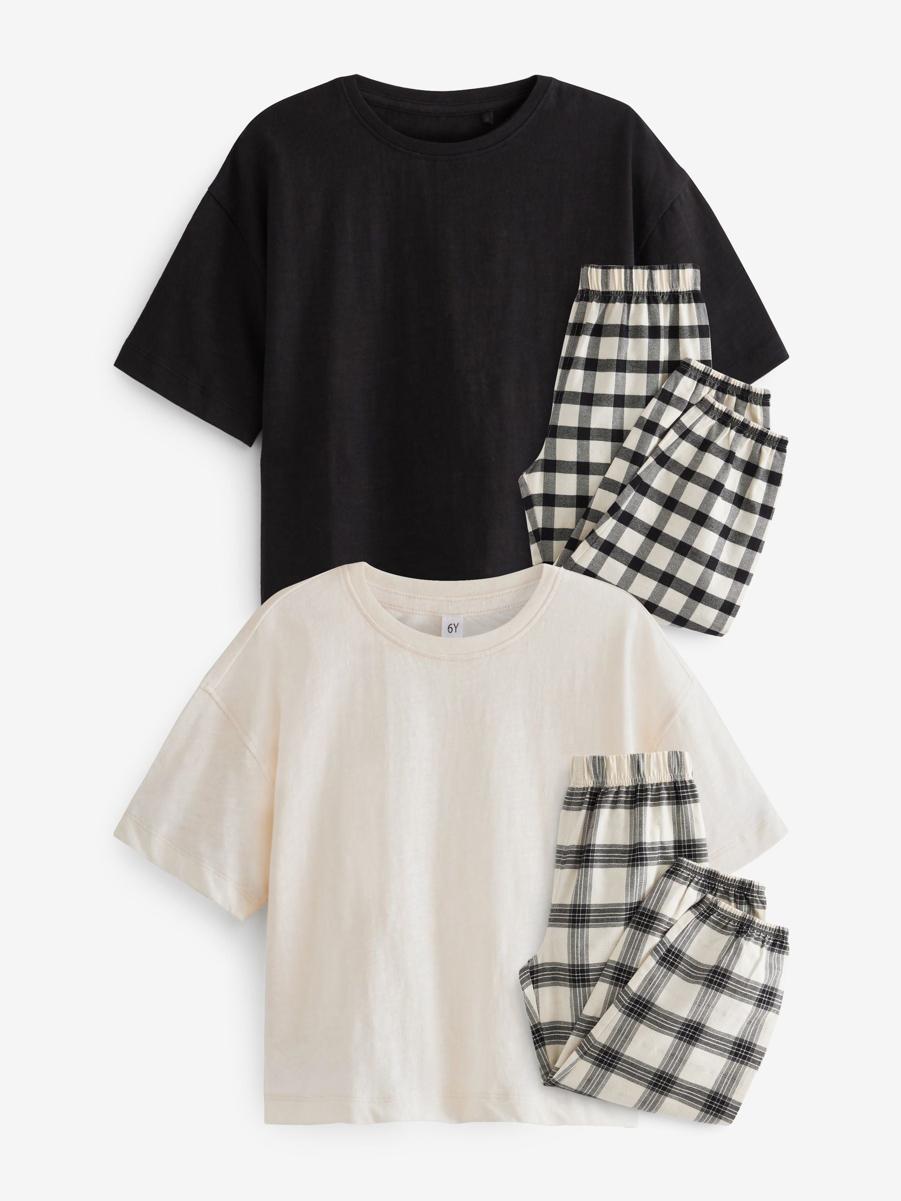 Black/White Woven Check Pyjamas 2 Pack (3-16yrs)