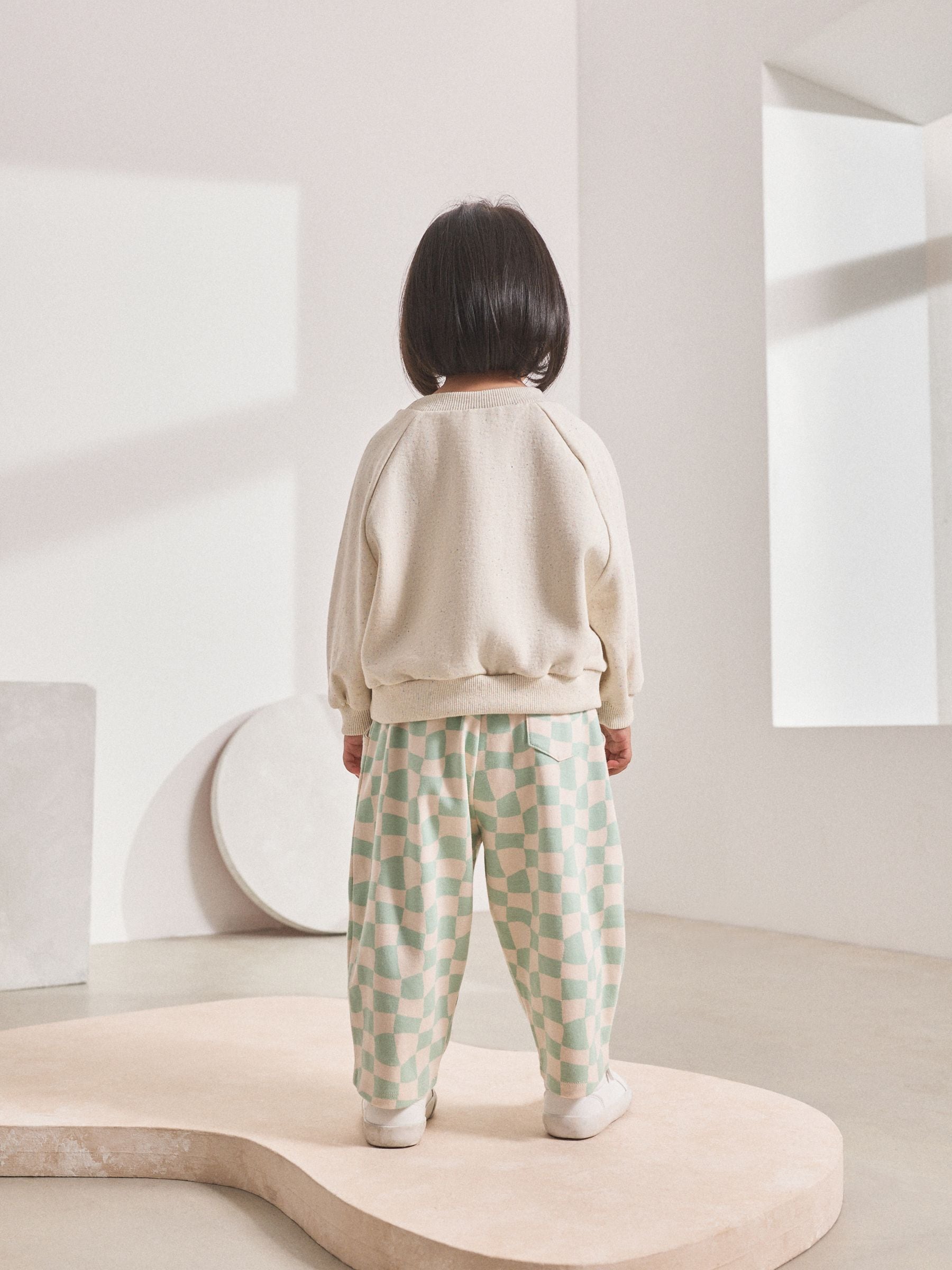 Mint Green Checkerboard Textured Barrel Leg Trousers (3mths-7yrs)