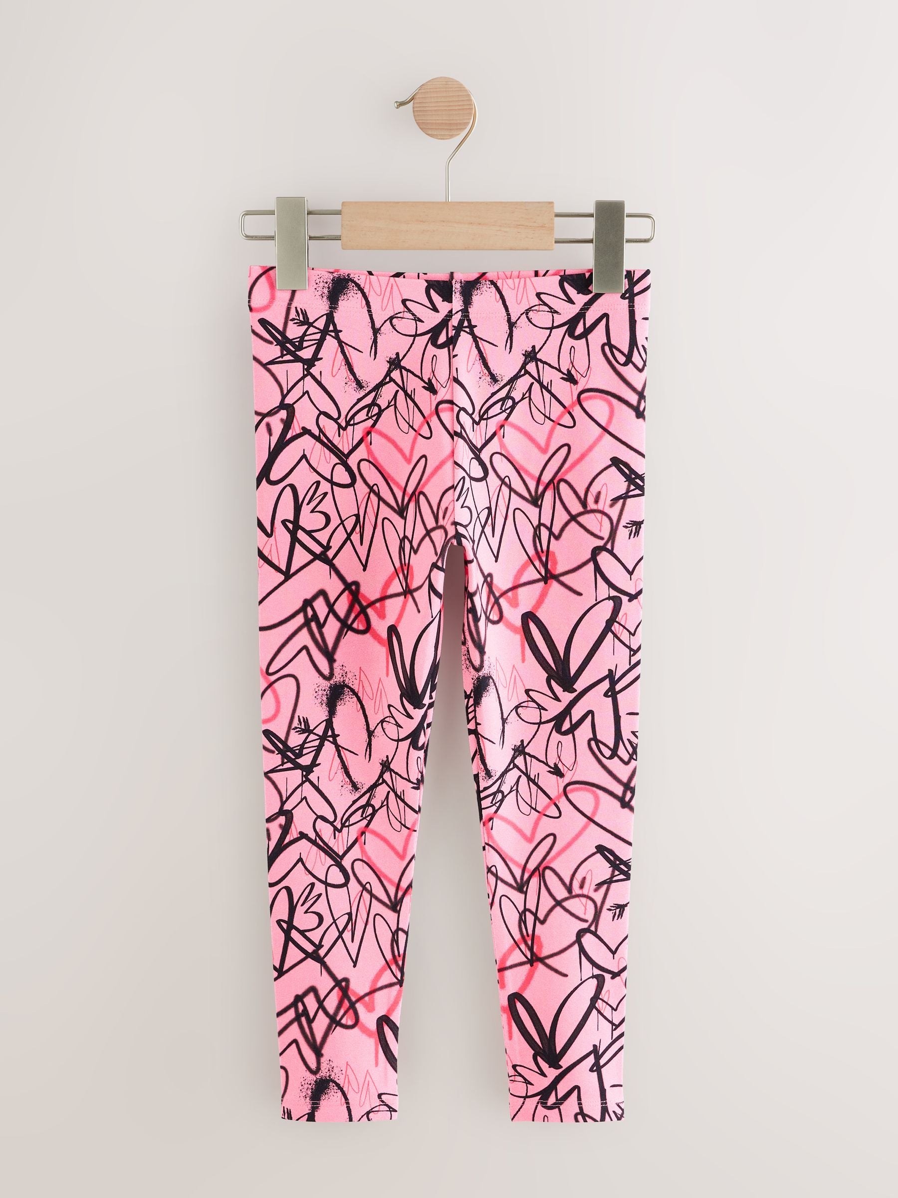 Pink/Black Heart Splat Leggings 2 Pack (3-16yrs)