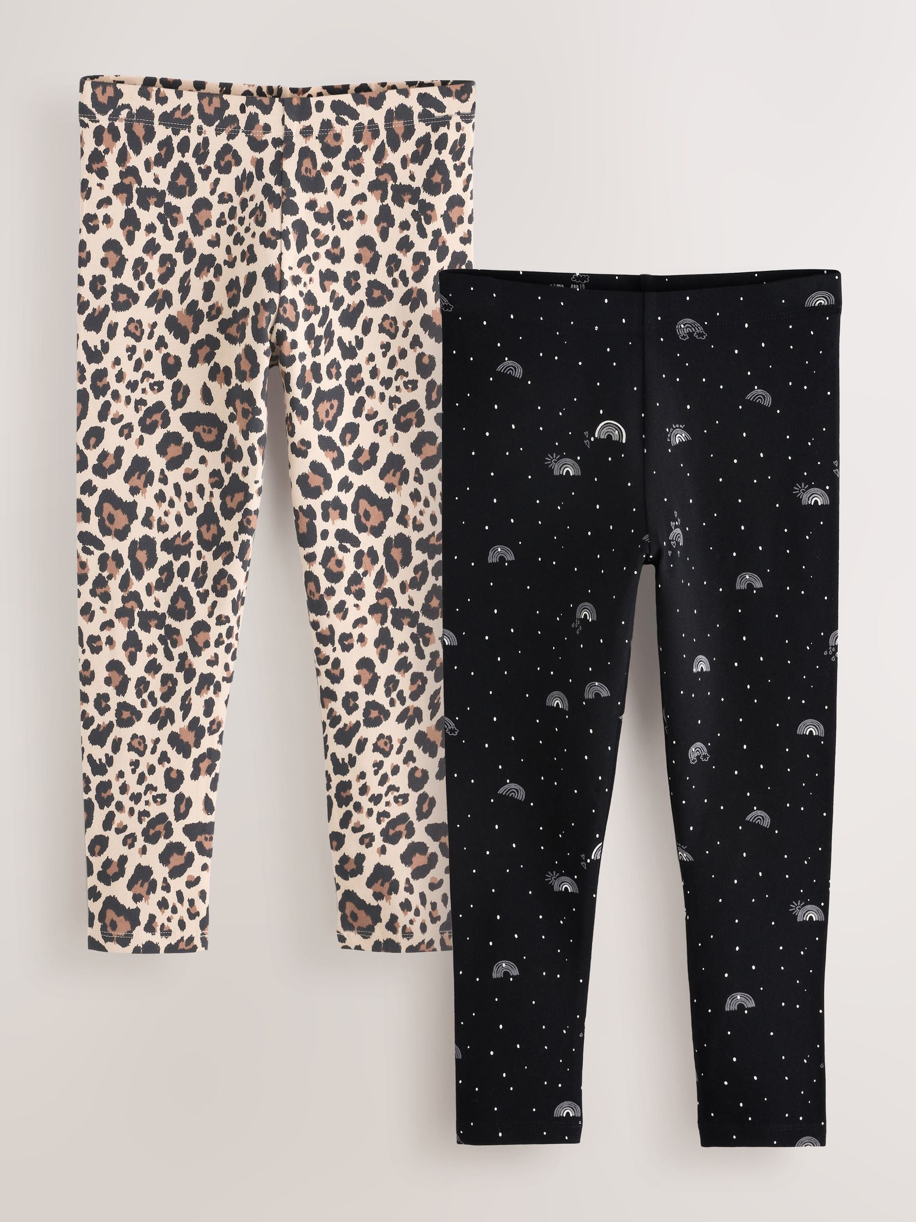 Black Rainbow/Animal Leggings 2 Pack (3-16yrs)