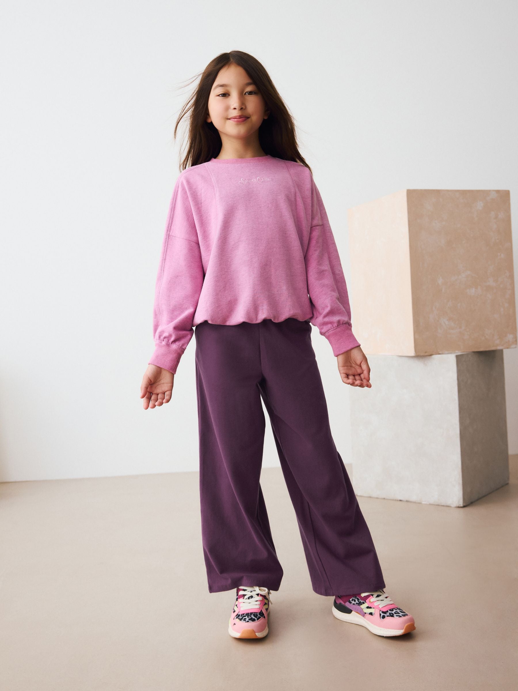 Berry Purple 1 Pack Wide Leg Jersey Trousers (3-16yrs)