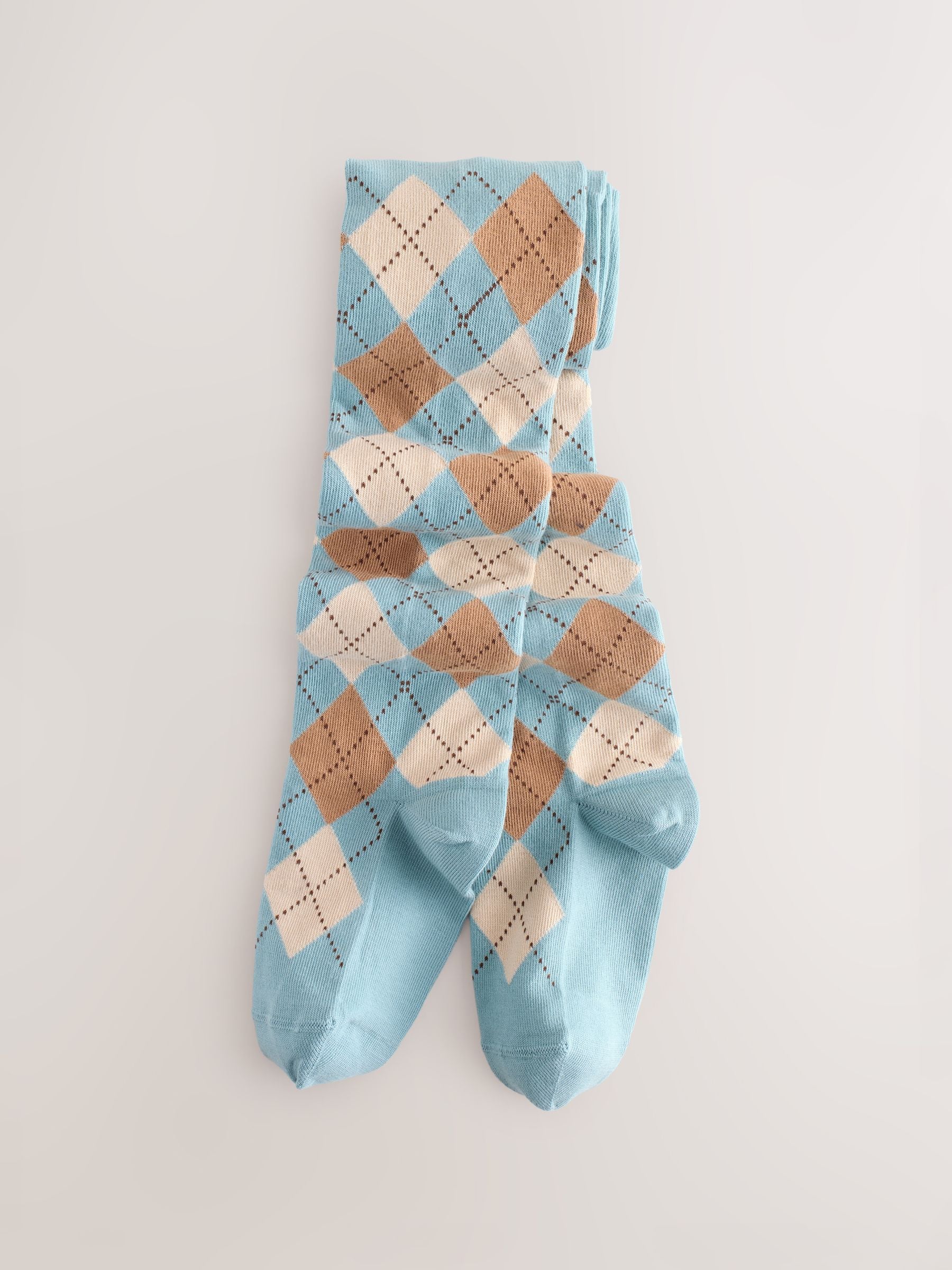 Blue Cotton Rich Argyle Tights