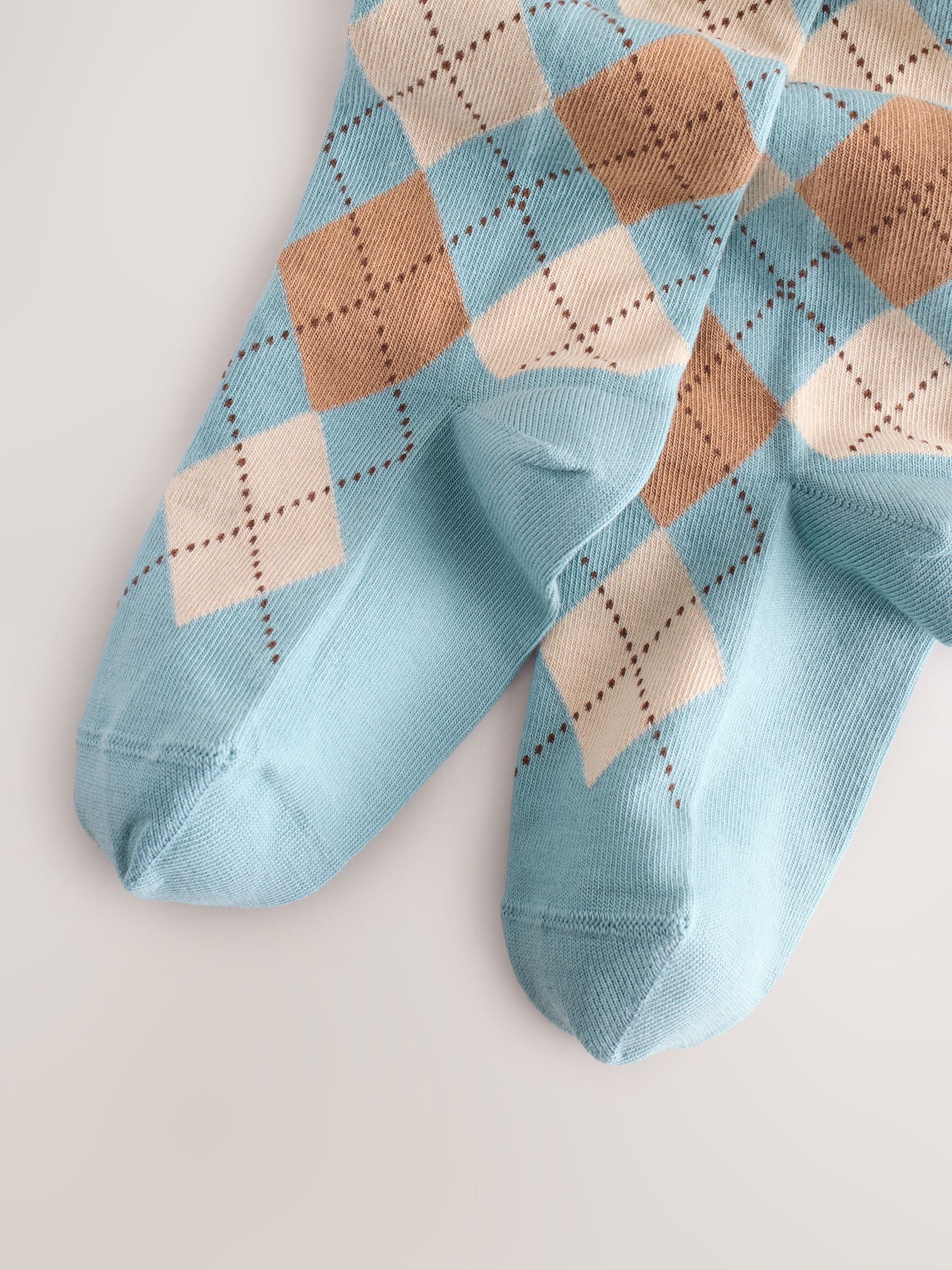 Blue Cotton Rich Argyle Tights