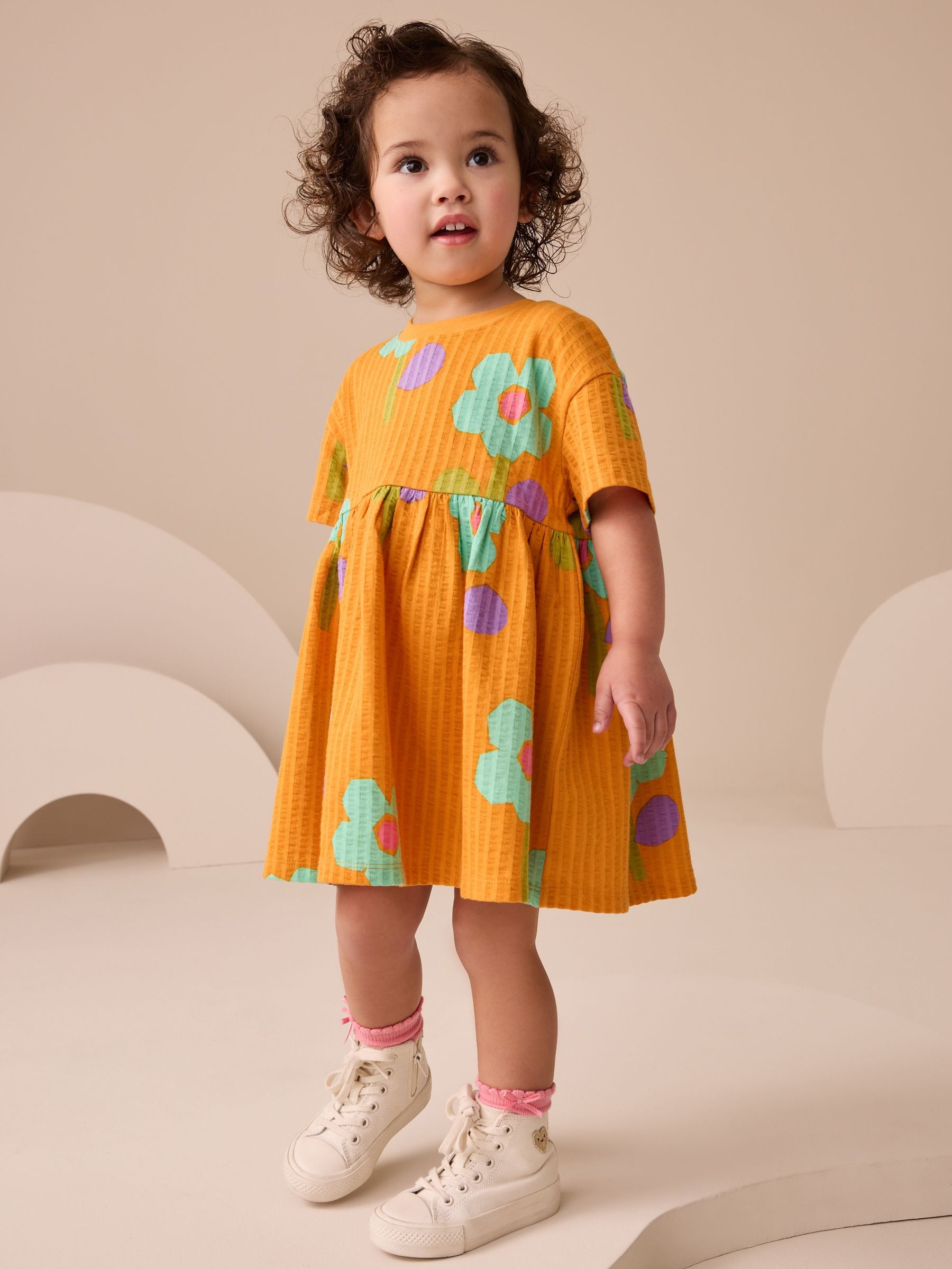 Orange Short Sleeve Jersey Summer Dress (3mths-7yrs)