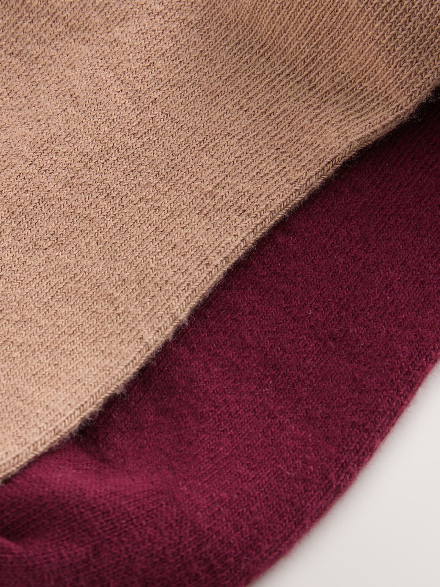 Burgundy Red and Tan Brown Slouchy Ankle Socks 2 Pack