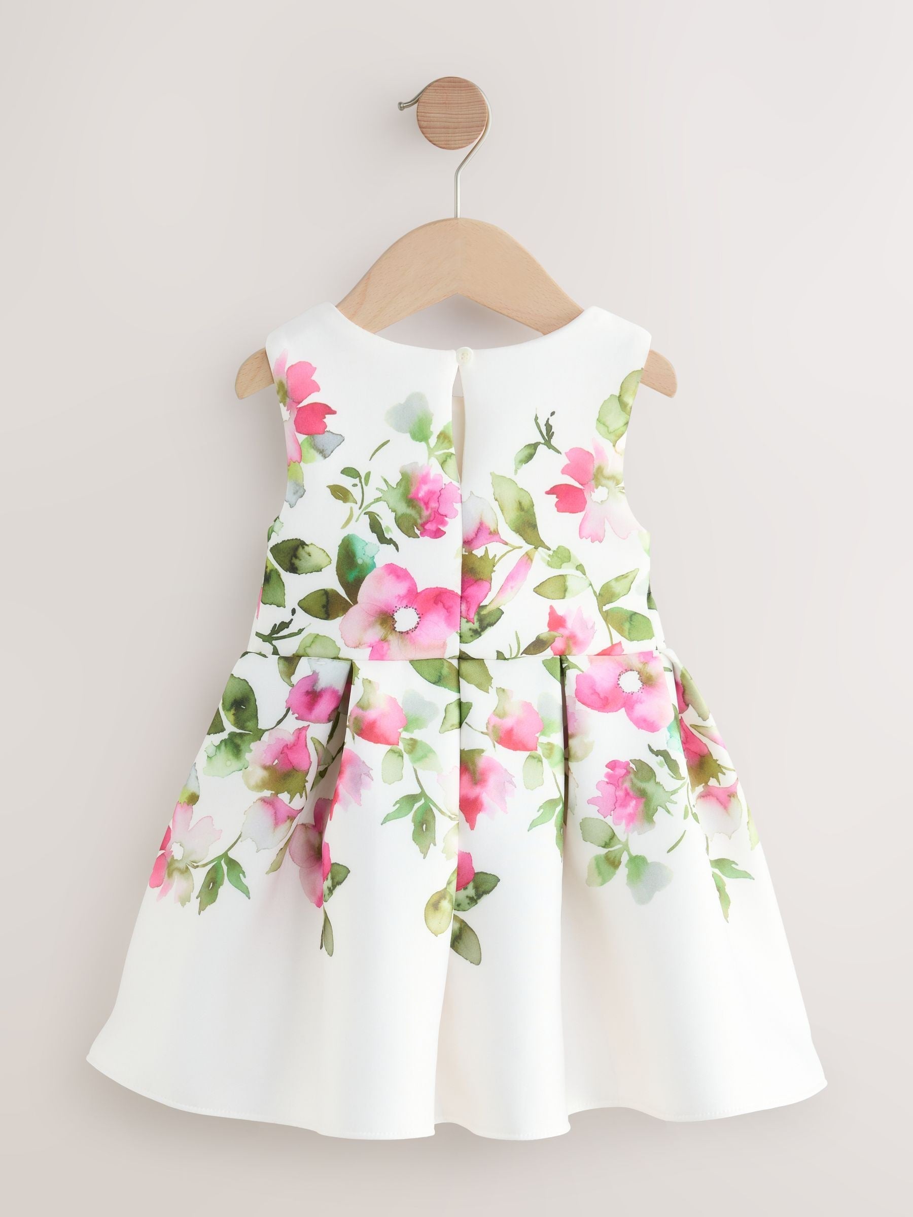 Ecru White Sleeveless Floral Party Dress (3mths-7yrs)