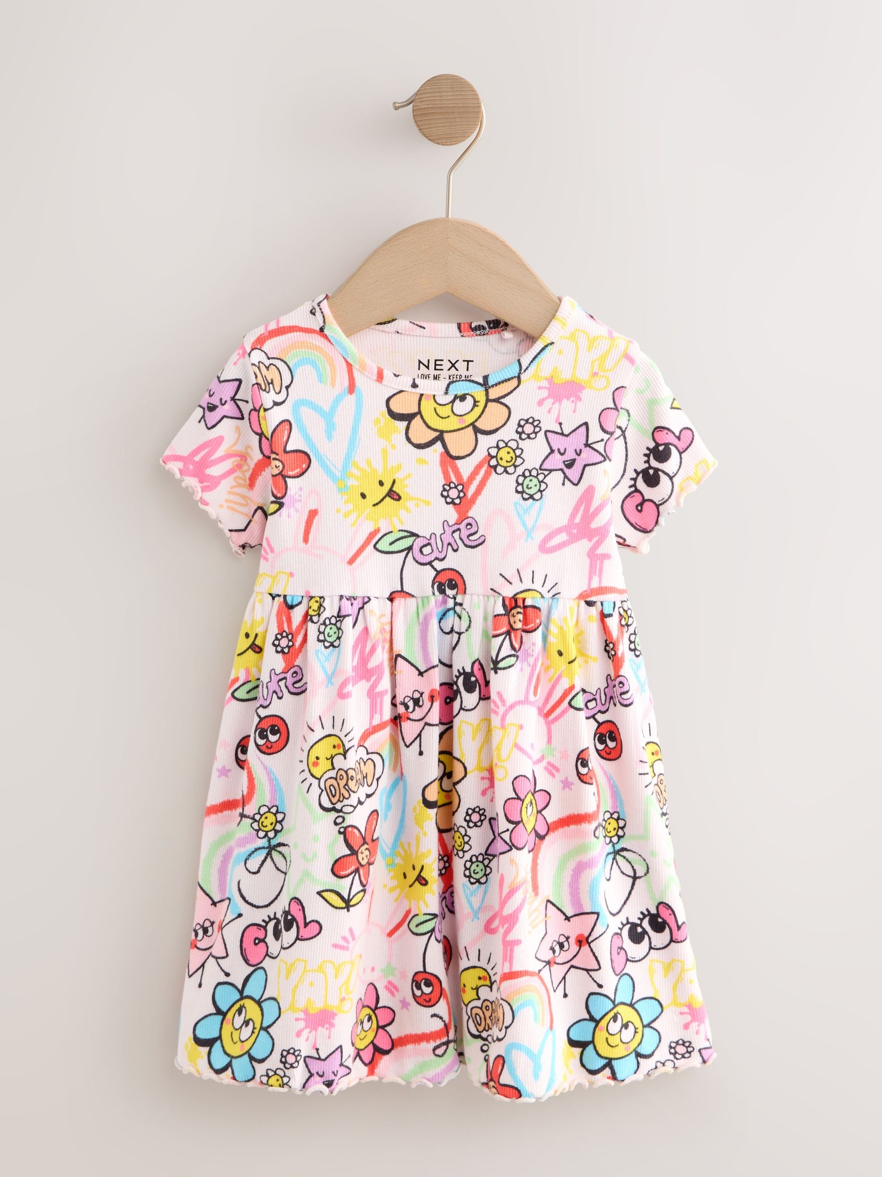 Doodle Pink Short Sleeve Jersey Summer Dress (3mths-7yrs)