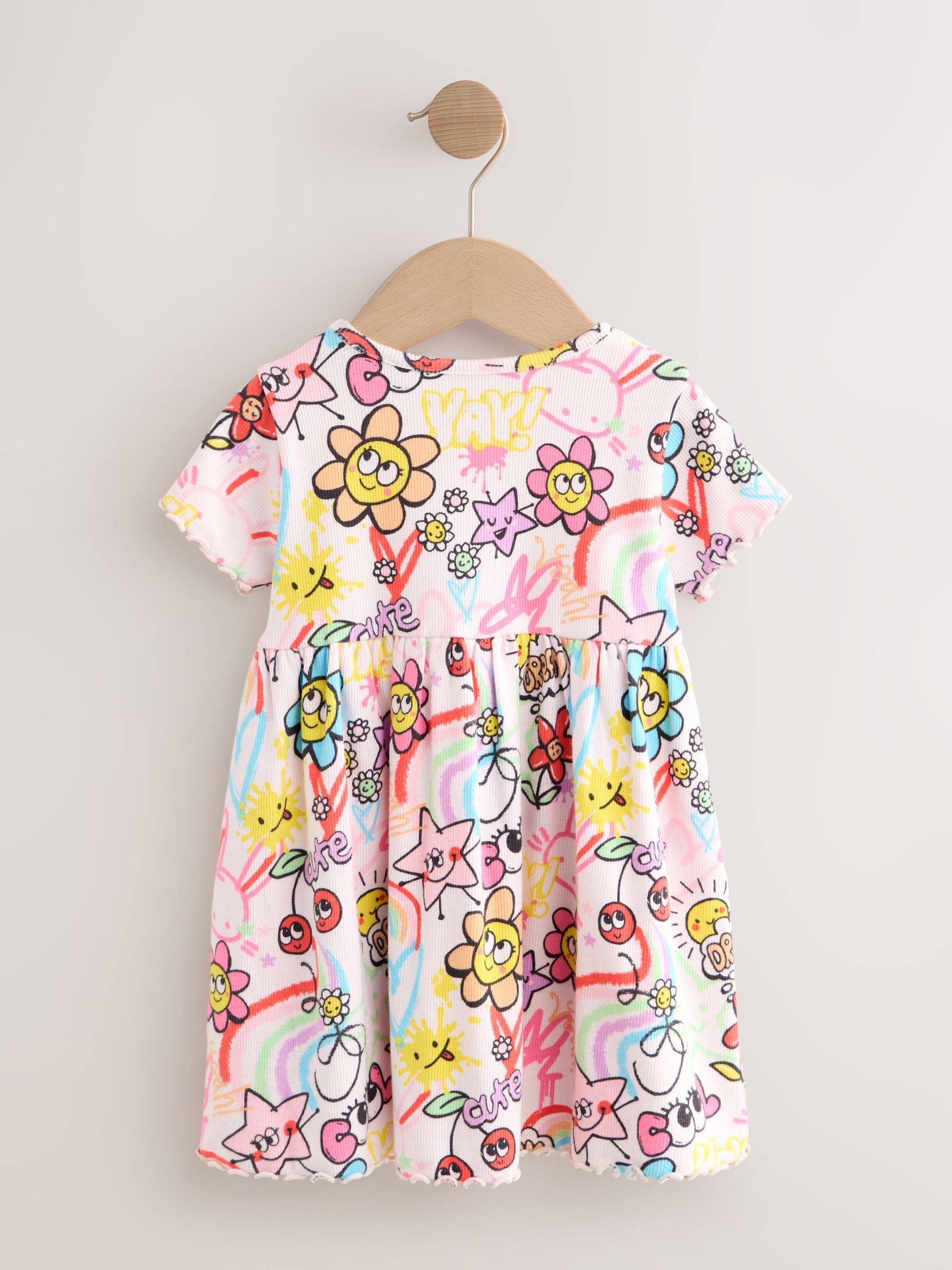 Doodle Pink Short Sleeve Jersey Summer Dress (3mths-7yrs)